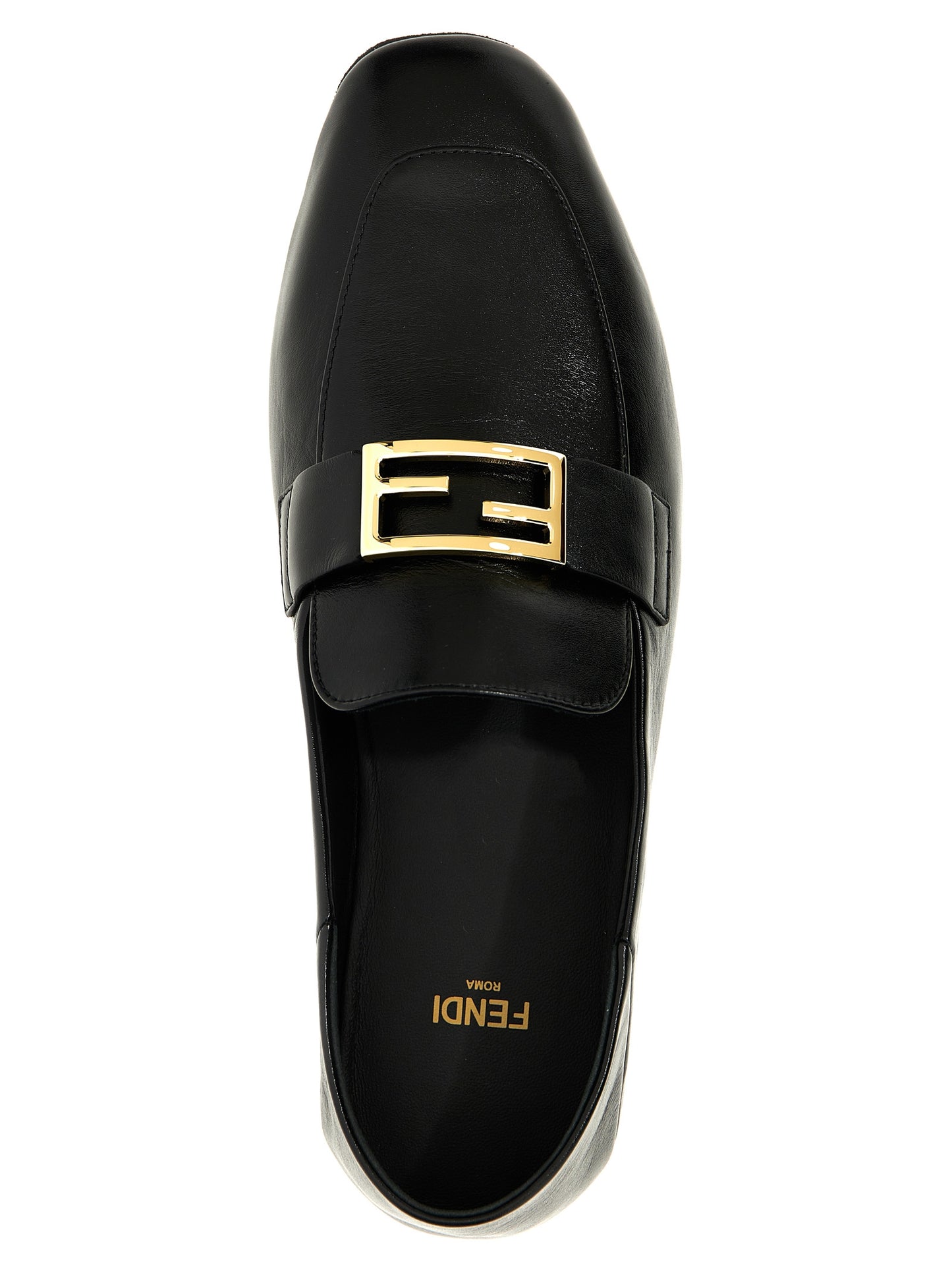 Fendi Black Lamb Leather Slip-On Loafers