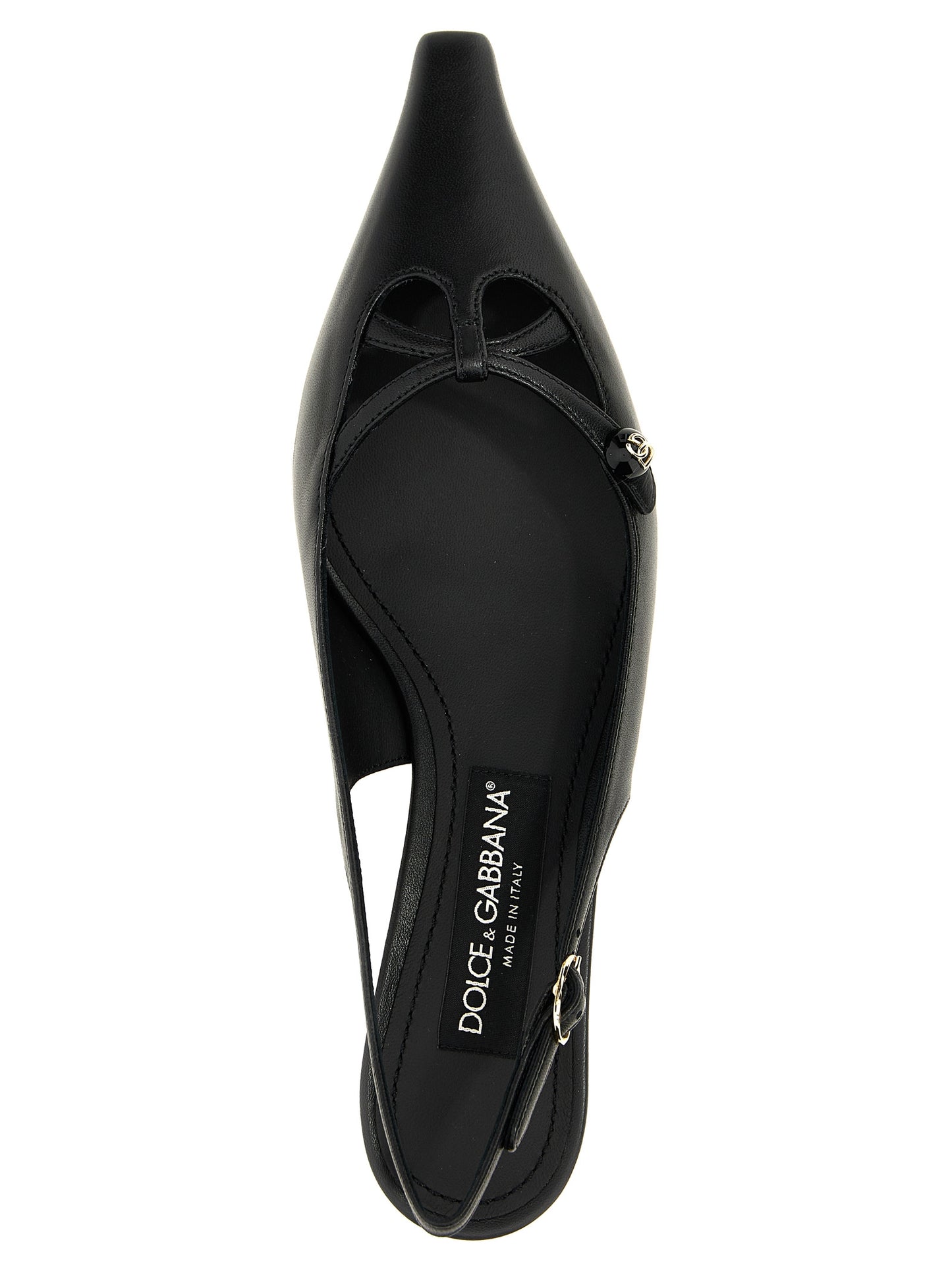 Dolce & Gabbana Black Lamb Leather Mid Heel Pumps
