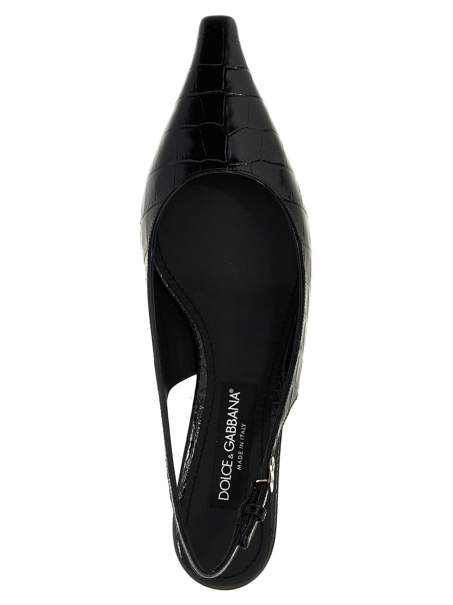 Dolce & Gabbana Black Calfskin Mid Heel Pumps