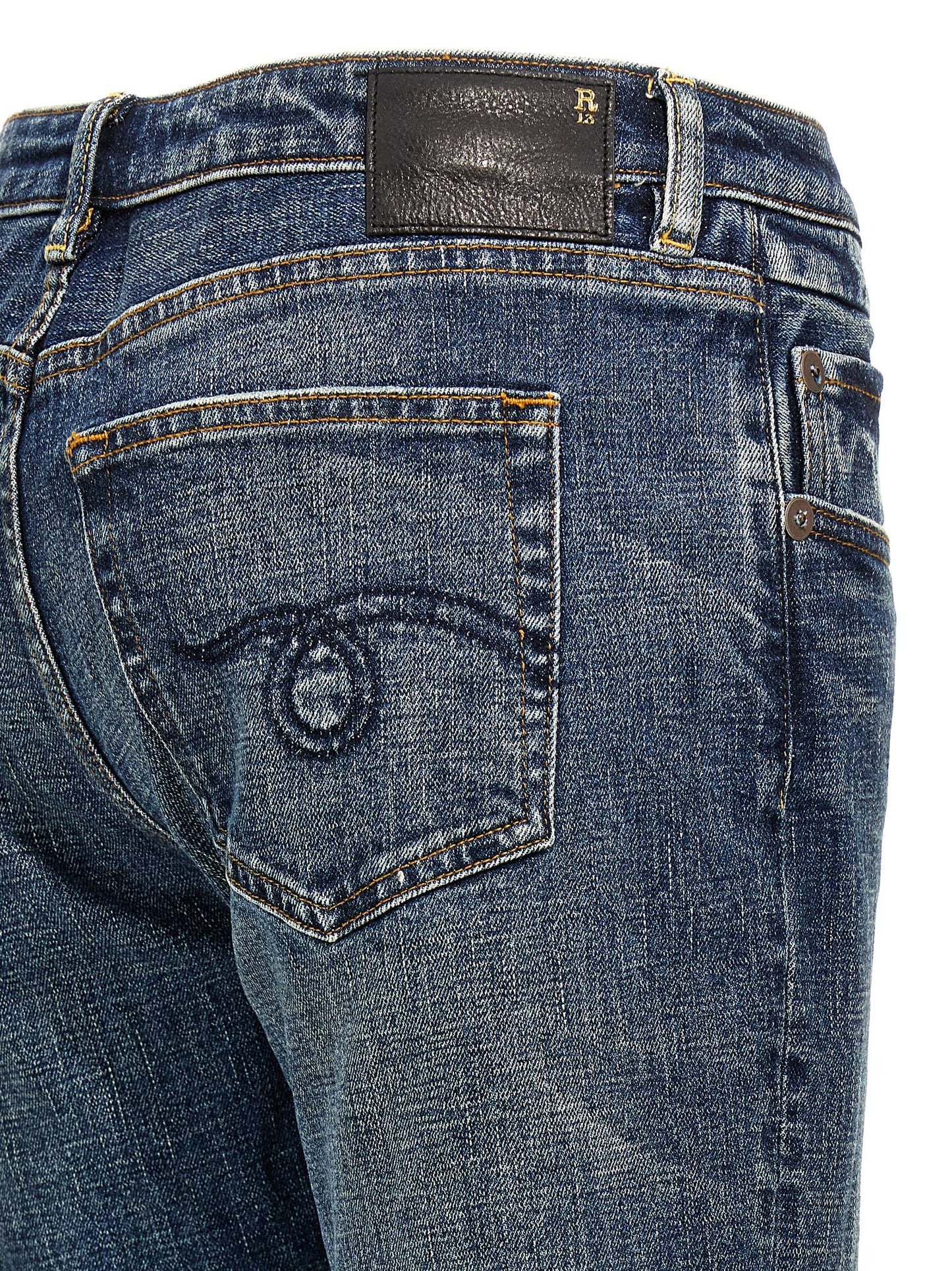 R13 Blue Cotton Flared Jeans