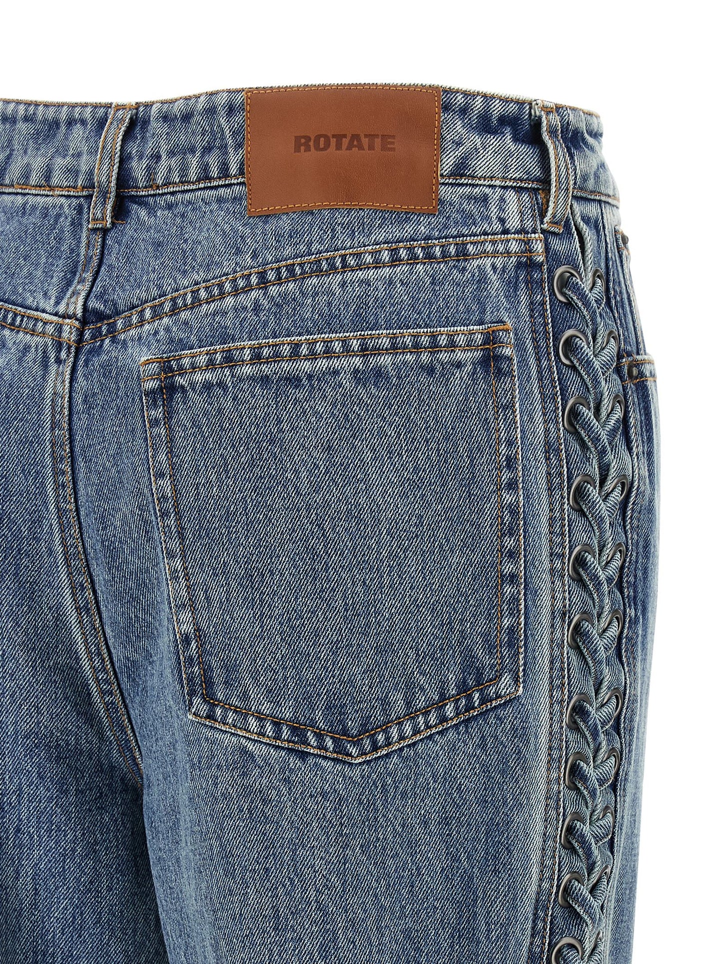 ROTATE BIRGER CHRISTENSEN Blue Cotton Straight-Leg Jeans