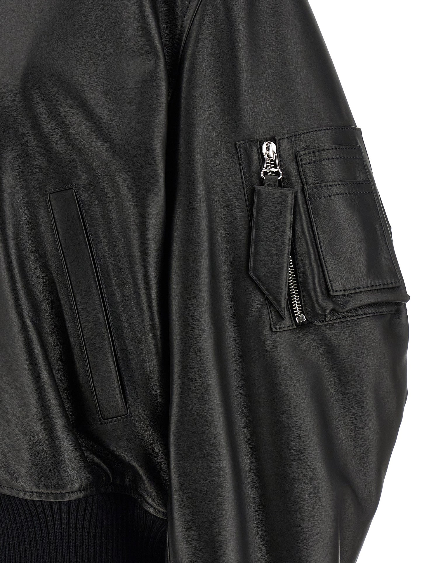 The Attico Black Lamb Leather Leather Jacket
