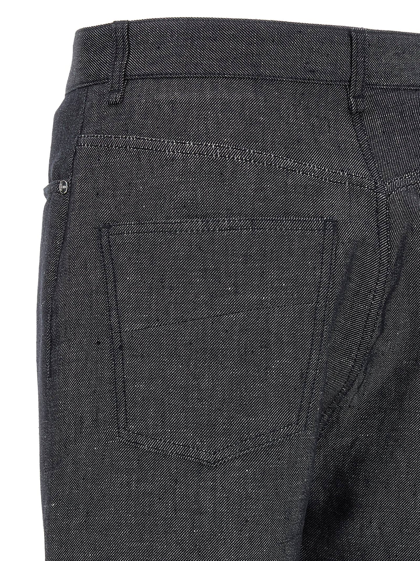 Fendi Gray Linen Straight-Leg Jeans