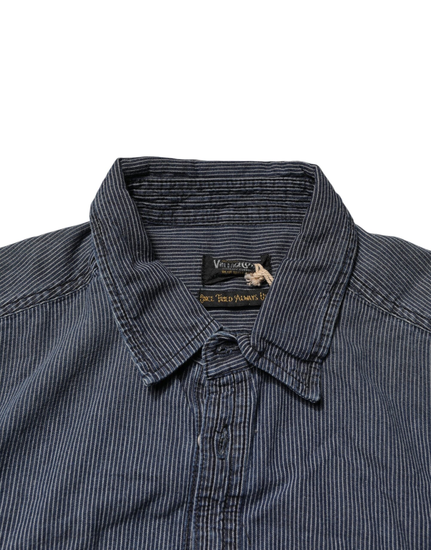 Jack & Jones Blue White Button Down Long Sleeves Men Denim Shirt