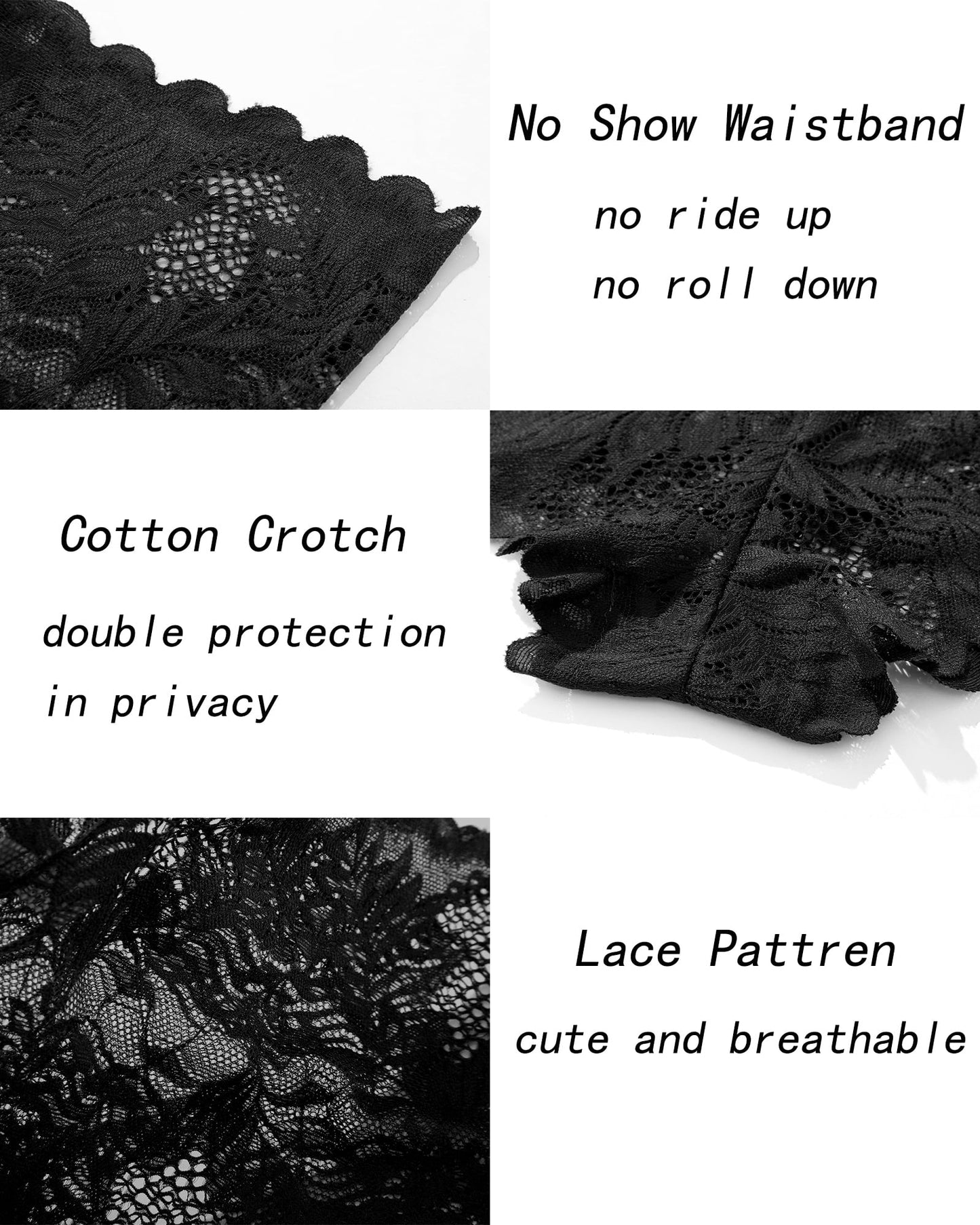 6 Pack Lace Underwear for Women Soft Briefs Embroidery Floral Panties S-XL - PrettyFancyNow