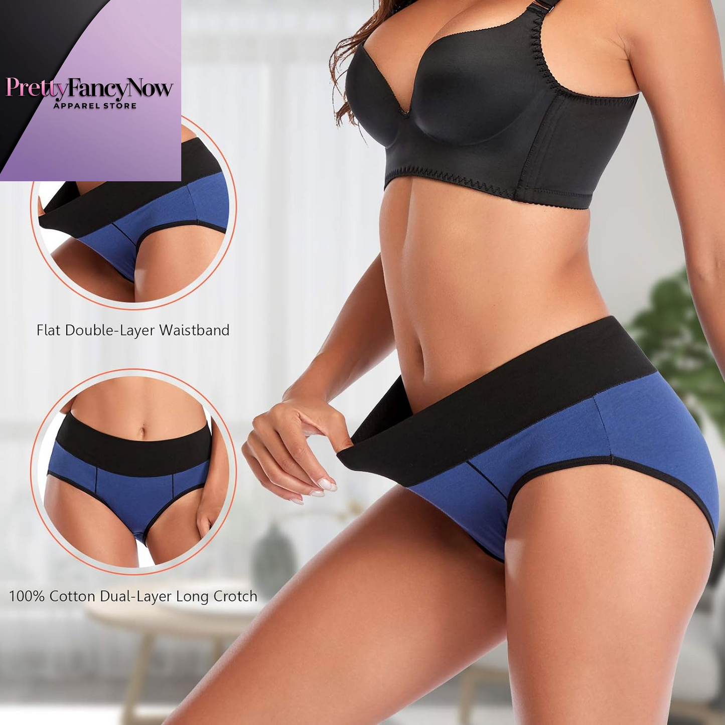 Underwear for Women Cotton High Waist Panties Full Coverage Briefs Soft Strech Ladies Breathable Panties-Multi Pack - PrettyFancyNow