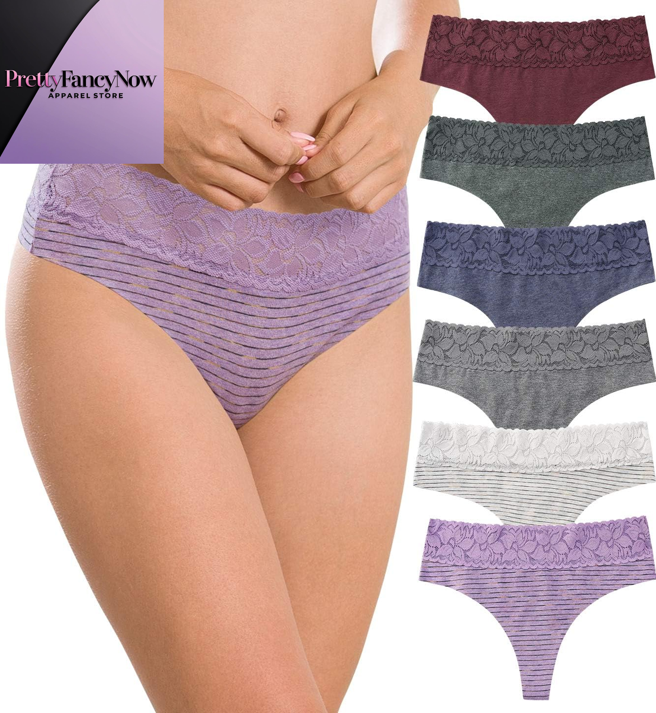 Seamless Cotton Thongs for Women – Delicate Lace Trim Panties - PrettyFancyNow