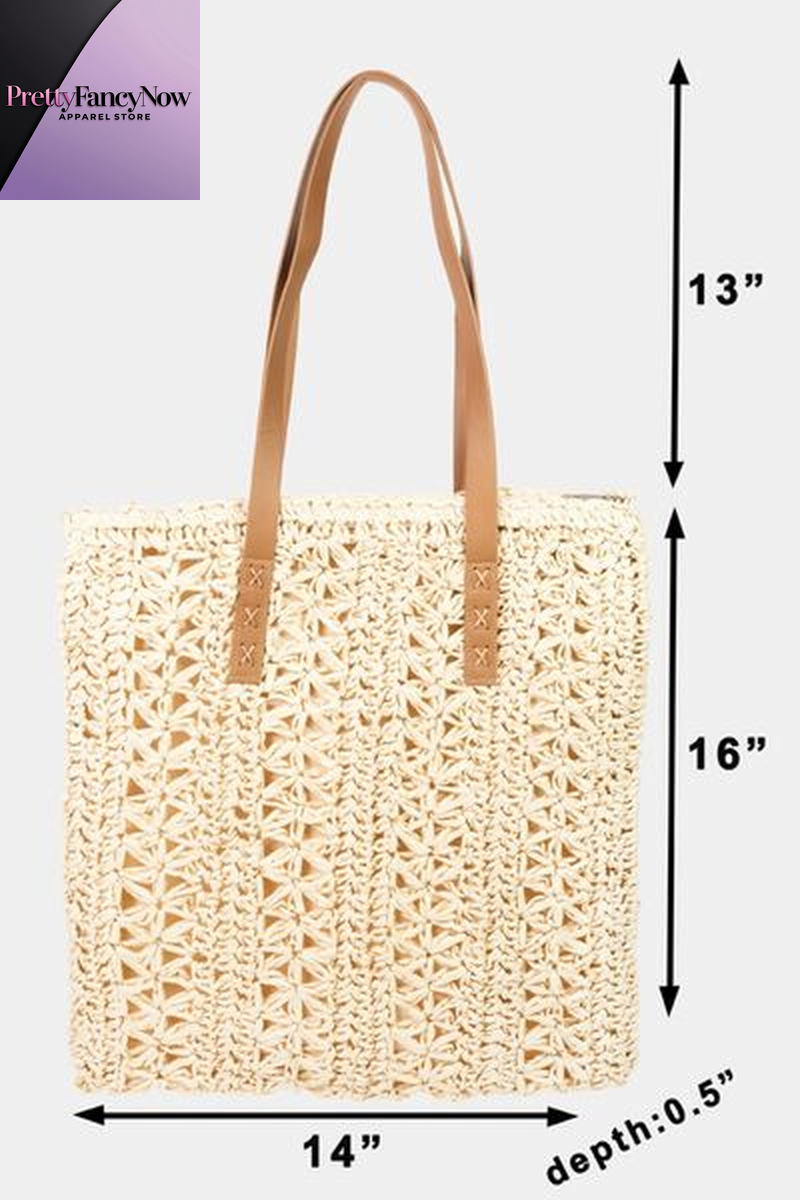 Fame Braided Straw Tote Bag - PrettyFancyNow