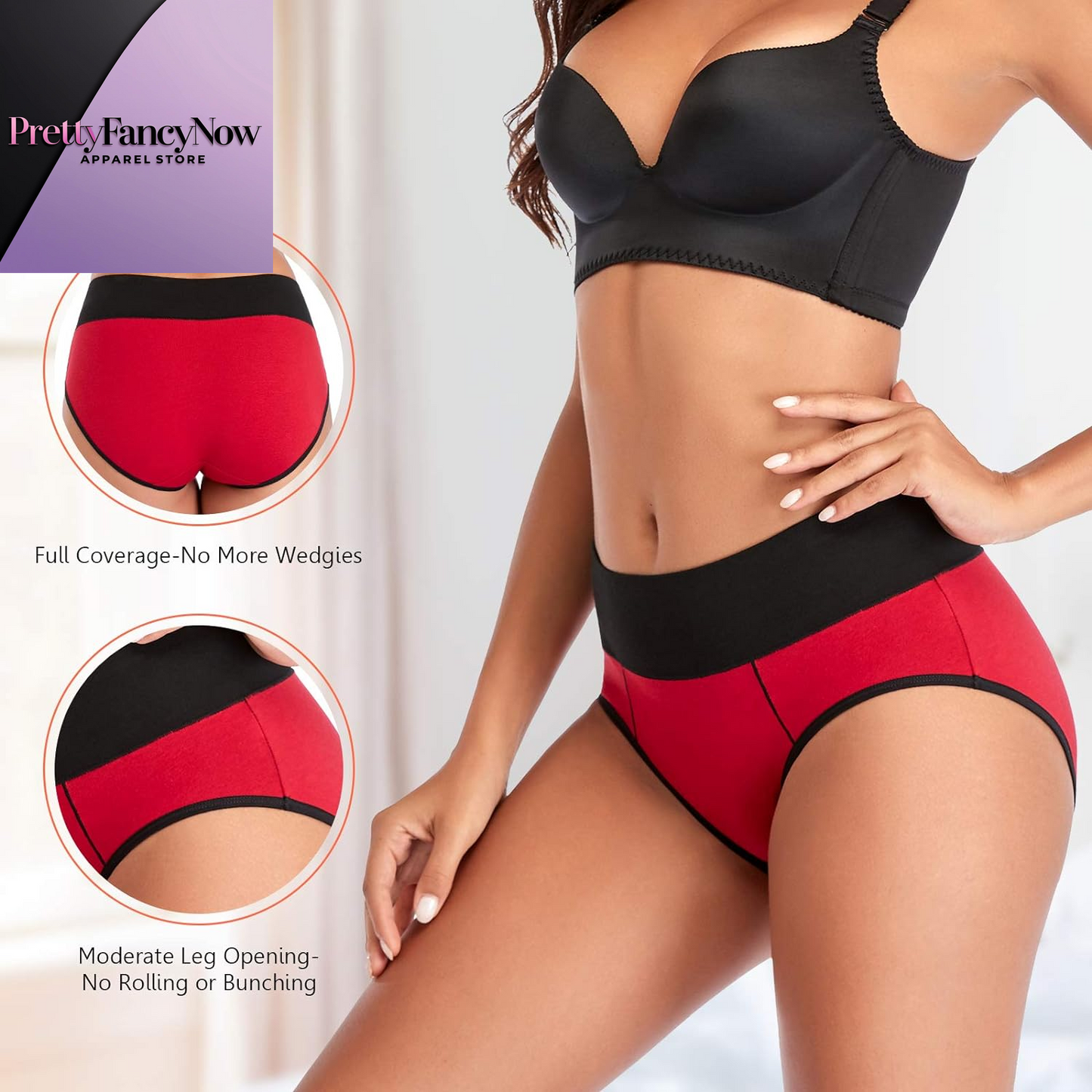 Underwear for Women Cotton High Waist Panties Full Coverage Briefs Soft Strech Ladies Breathable Panties-Multi Pack - PrettyFancyNow