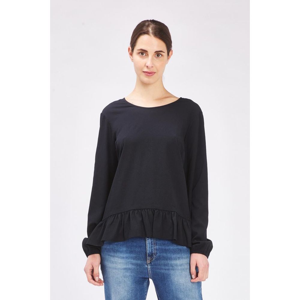 Gas Black Polyester Long Sleeve T-Shirt
