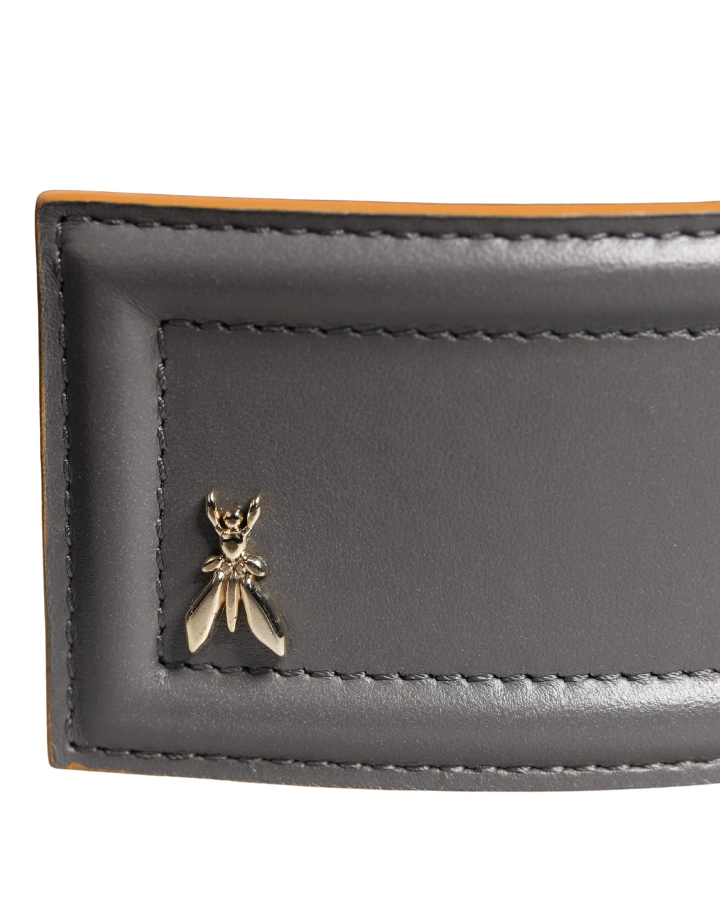Patrizia Pepe Gray Genuine Leather Square Silver Metal Buckle Belt