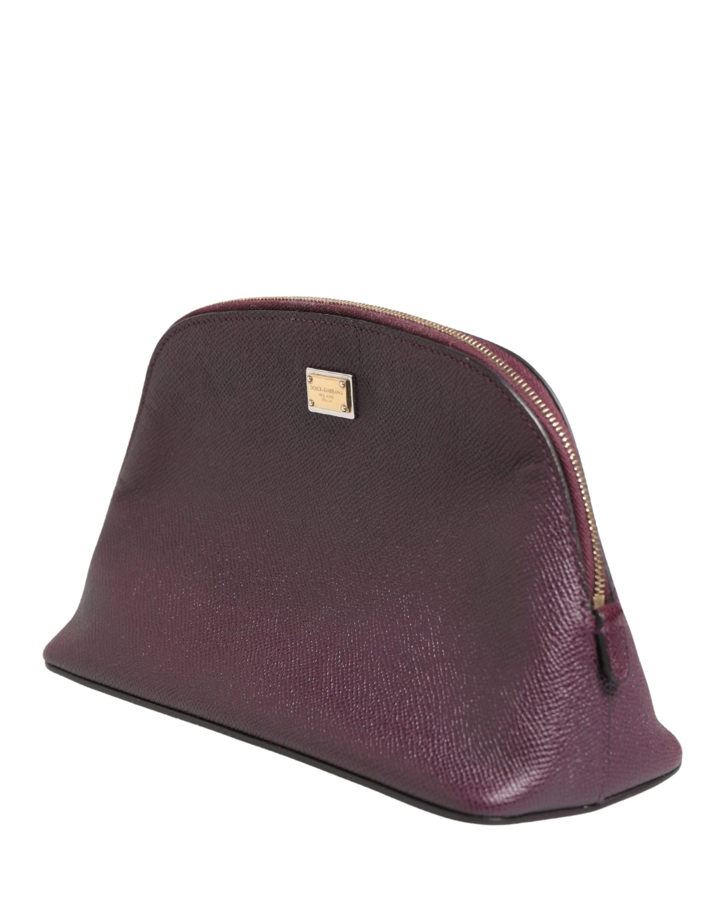 Dolce & Gabbana Dark Purple Leather DG Logo Zip Around Hand Purse Wallet