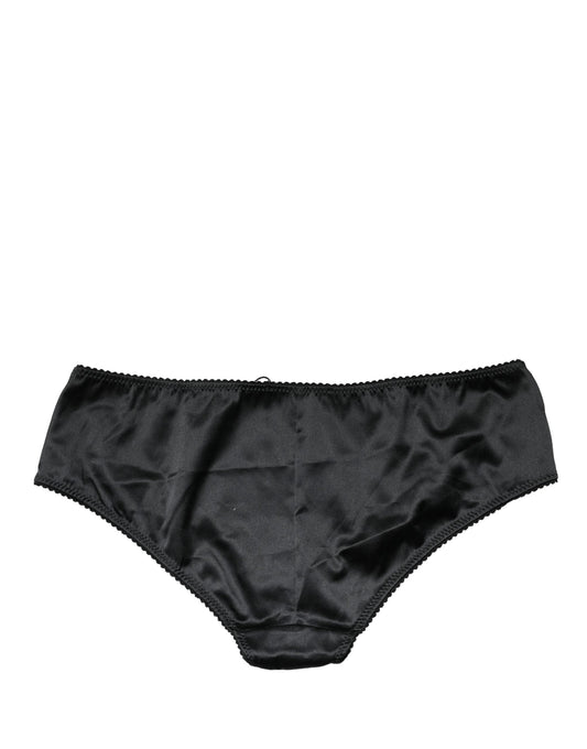 Dolce & Gabbana Black Silk Stretch Mid Waist Brief Panty Underwear