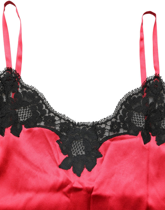 Dolce & Gabbana Red Silk Lace Trim Camisole Sleeveless Tank Top