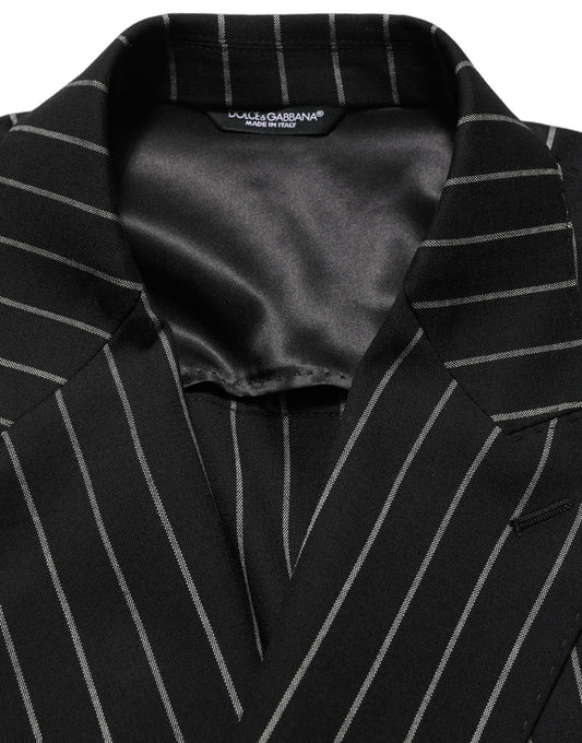 Dolce & Gabbana Black Stripes Wool Double Breasted Jacket