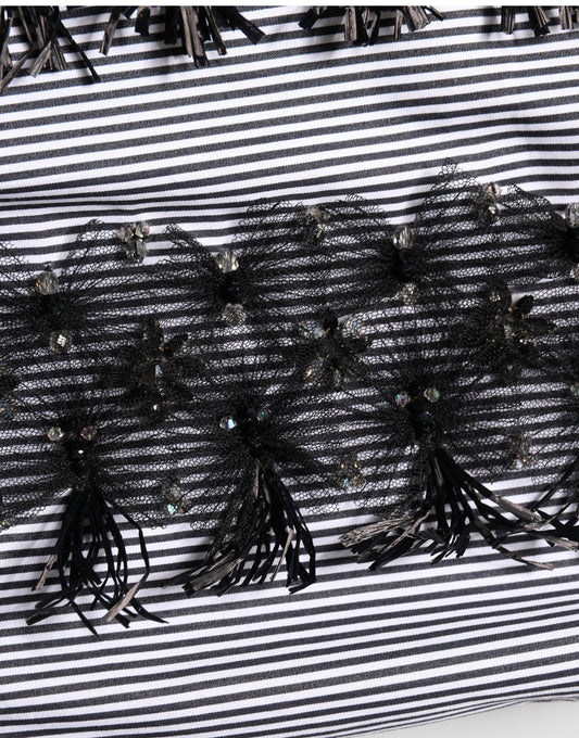 Dolce & Gabbana BlackGray Pinstripe Embellished Trouser Pants