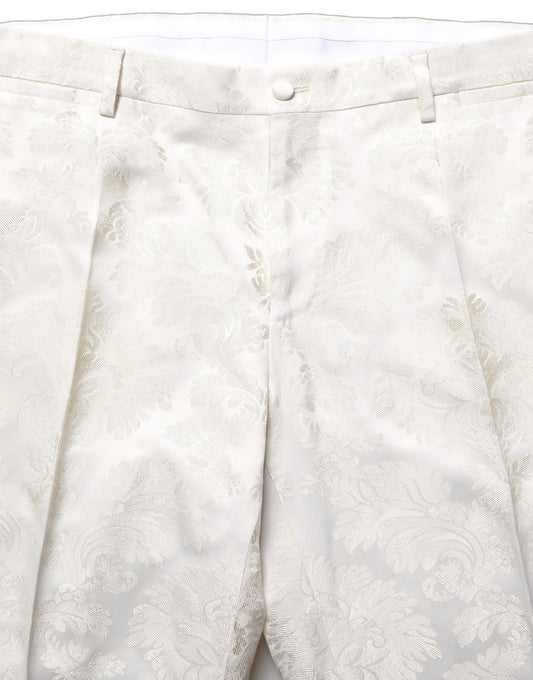 Dolce & Gabbana White Floral Men Dress Formal Trouser Pants