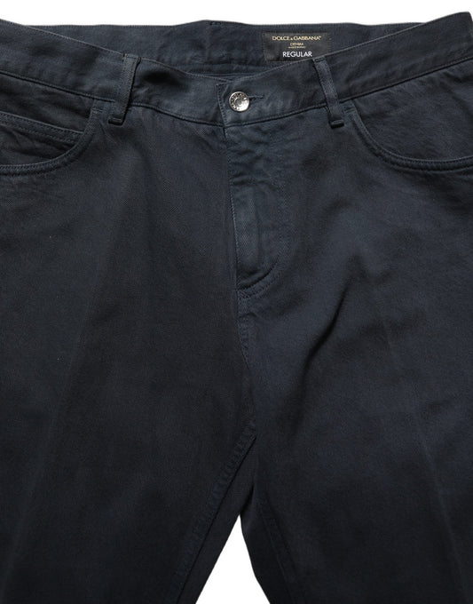 Dolce & Gabbana Black Cotton Mid Waist Skinny Men Denim Jeans