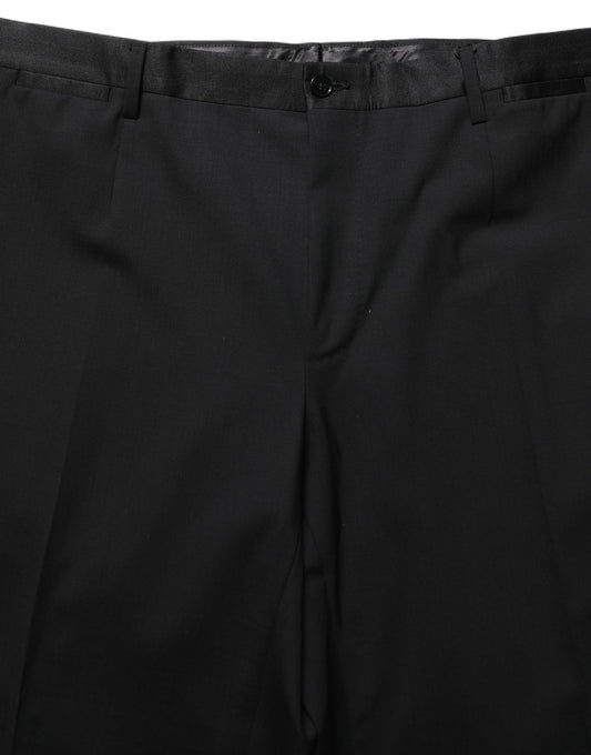 Dolce & Gabbana Black Wool Tapered Leg Dress Trouser Pants