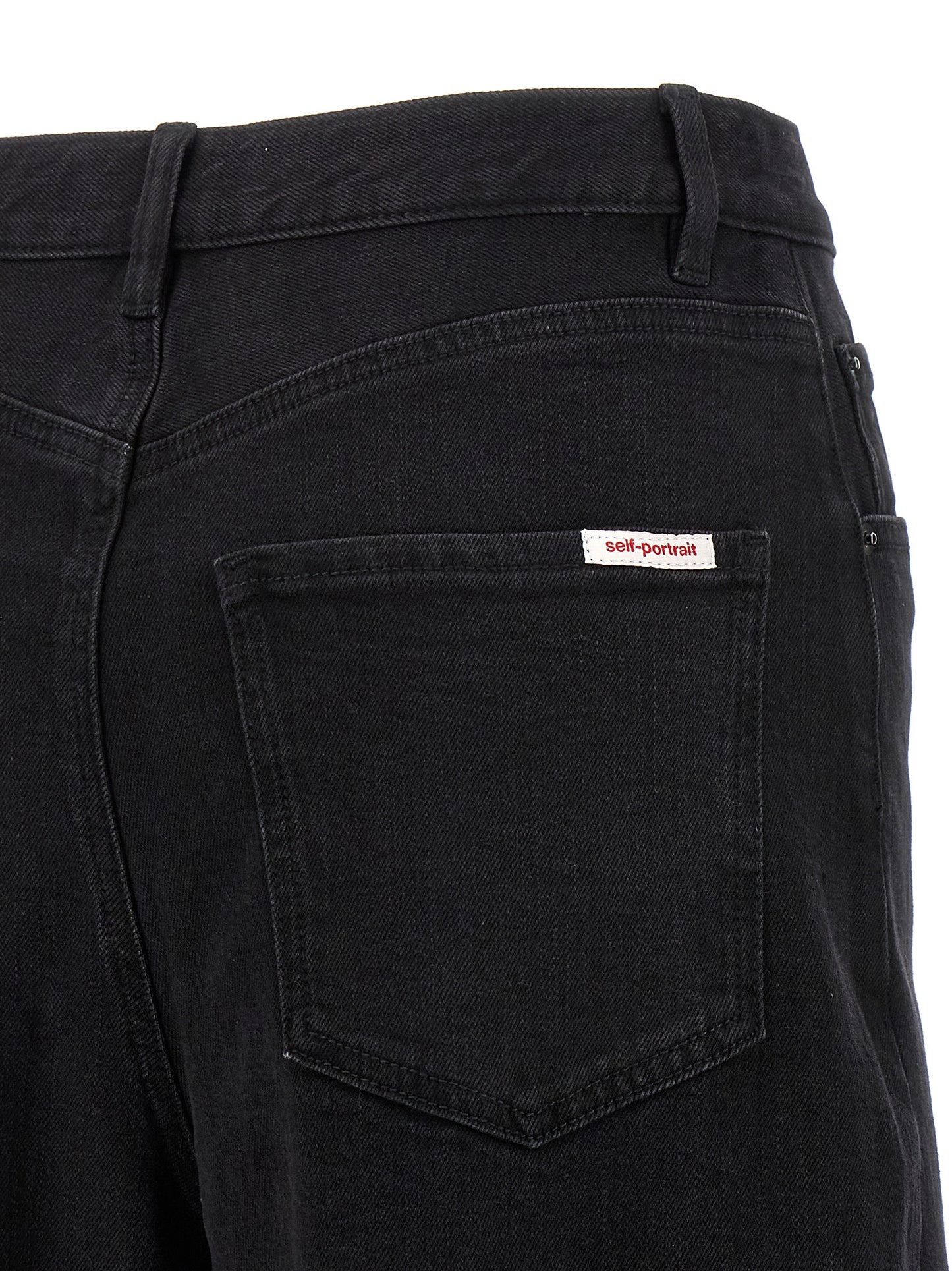 Self-Portrait Black Cotton High-Waisted Jean