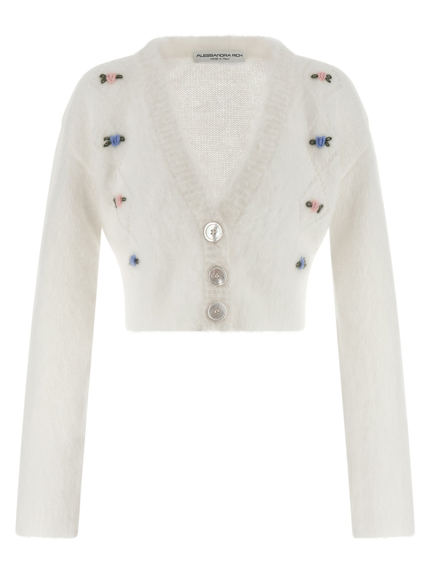 Alessandra Rich White Wool Cardigan
