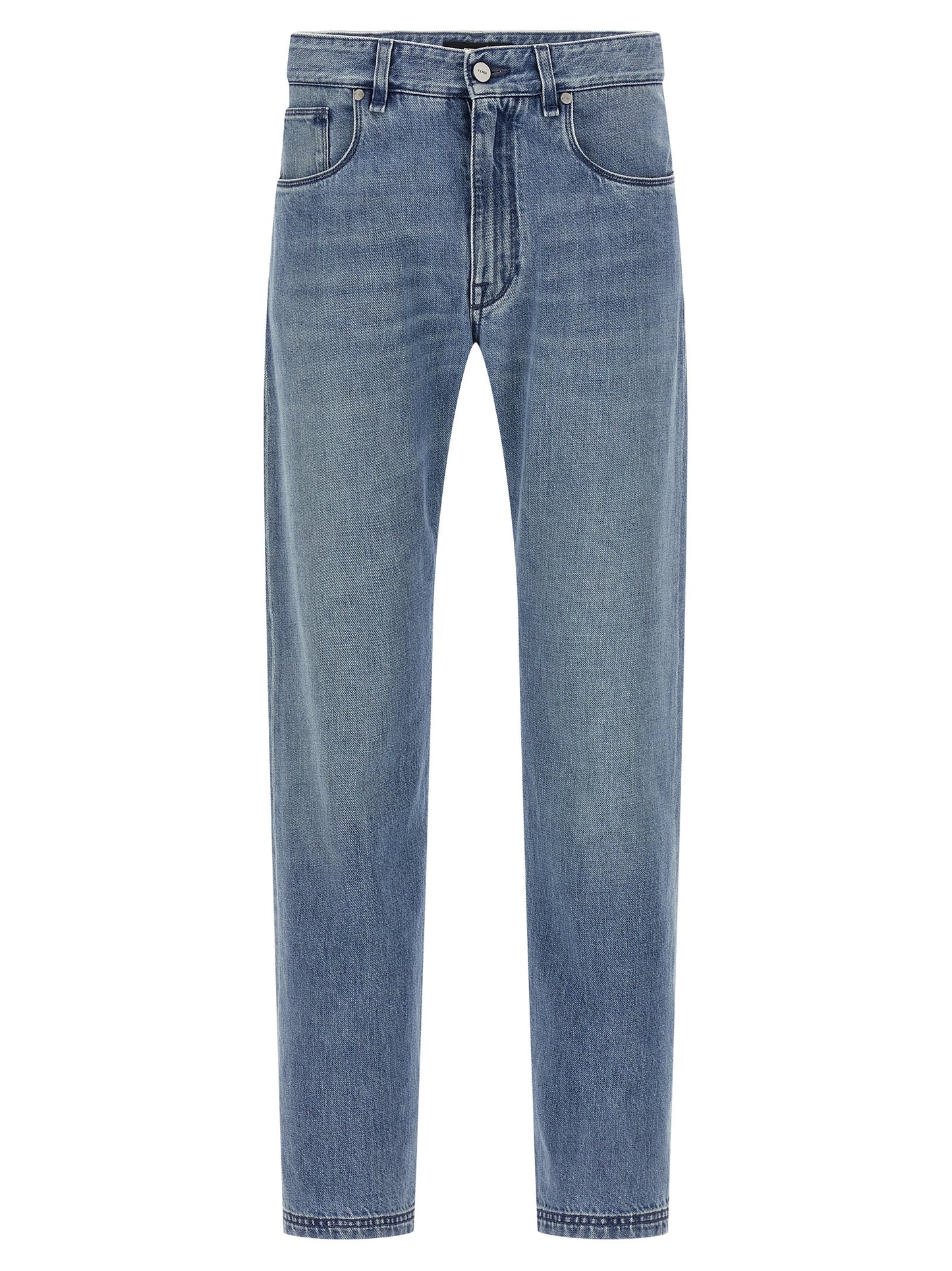 Fendi Blue Cotton Straight-Leg Jeans