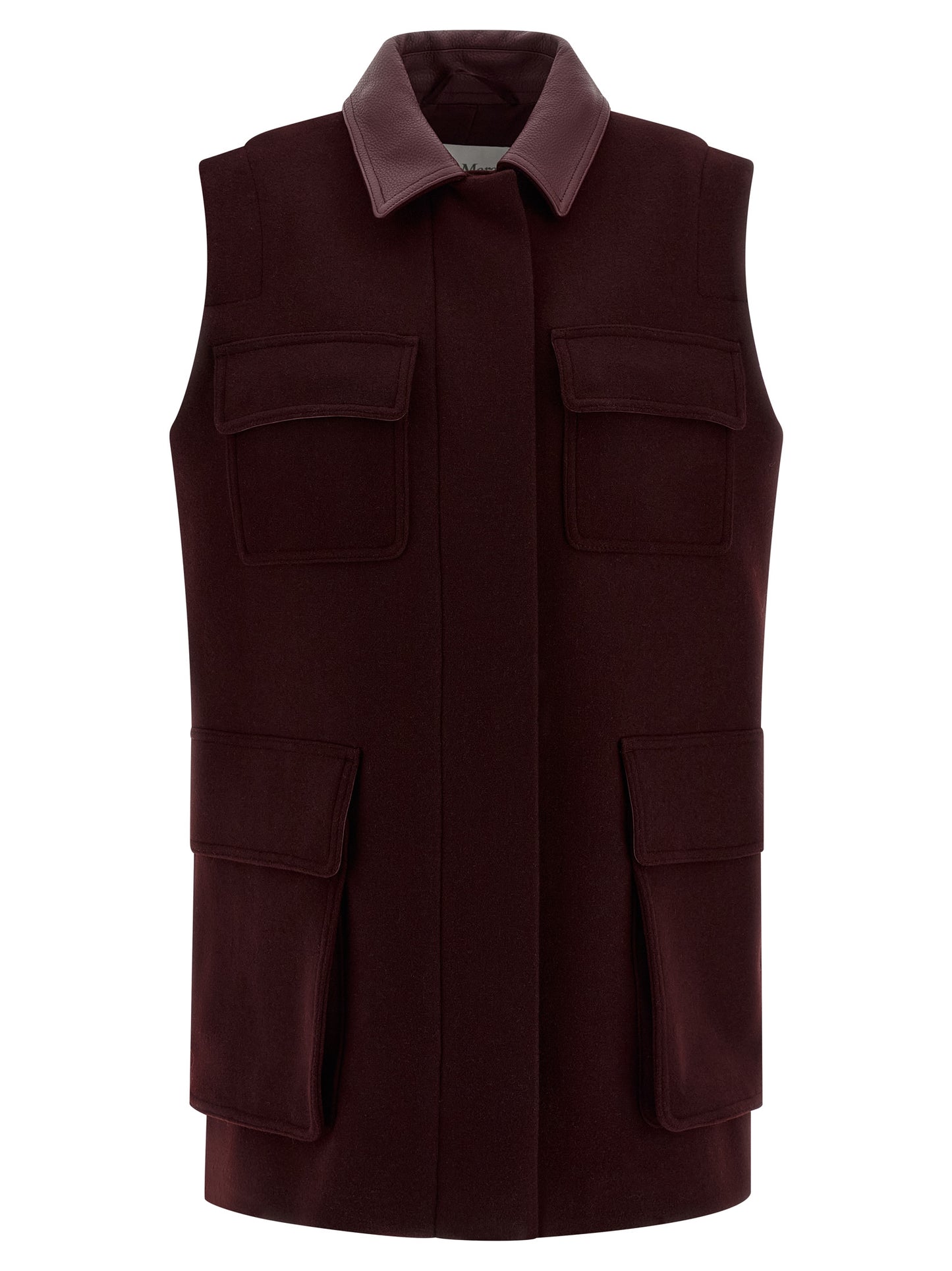 Max Mara Bordeaux Virgin Wool Sleeveless Jacket
