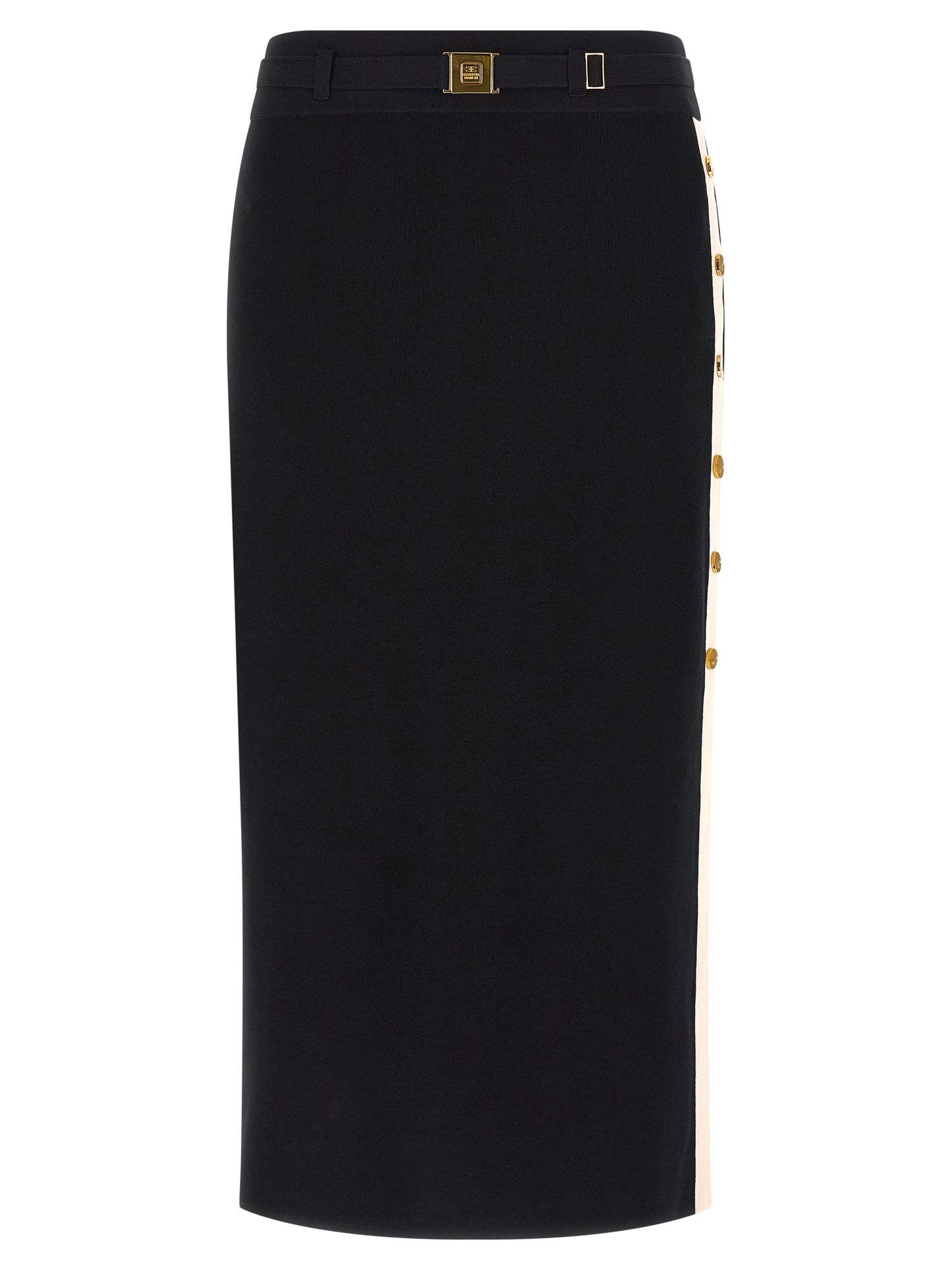 Elisabetta Franchi Black Viscose Midi Skirt