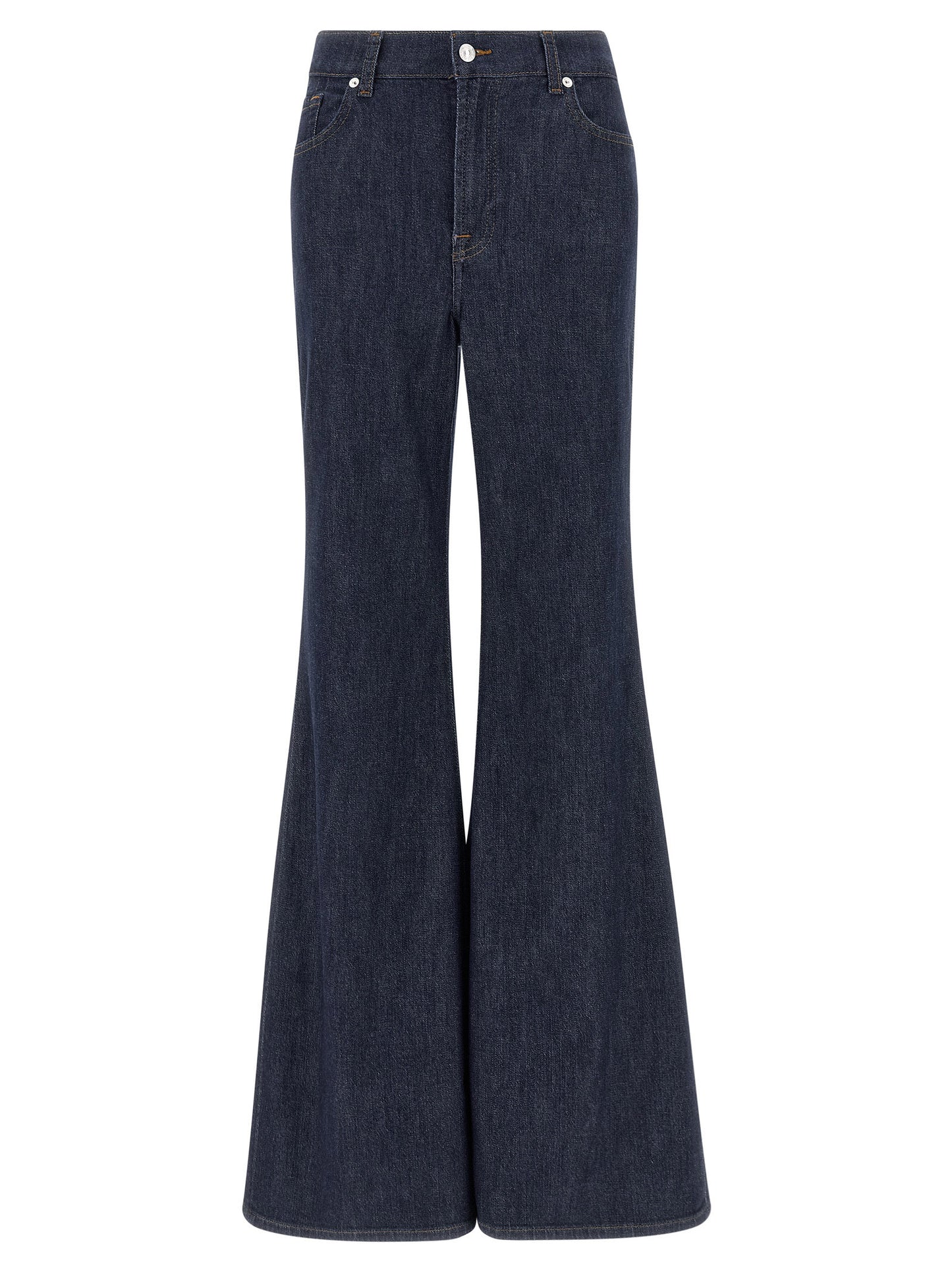 7 For All Mankind Blue Cotton Flared Jeans