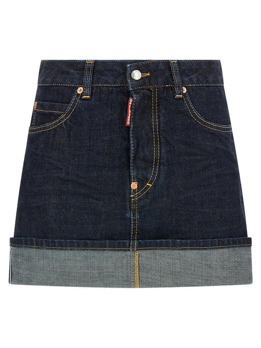 Dsquared² Blue Cotton Long Skirt