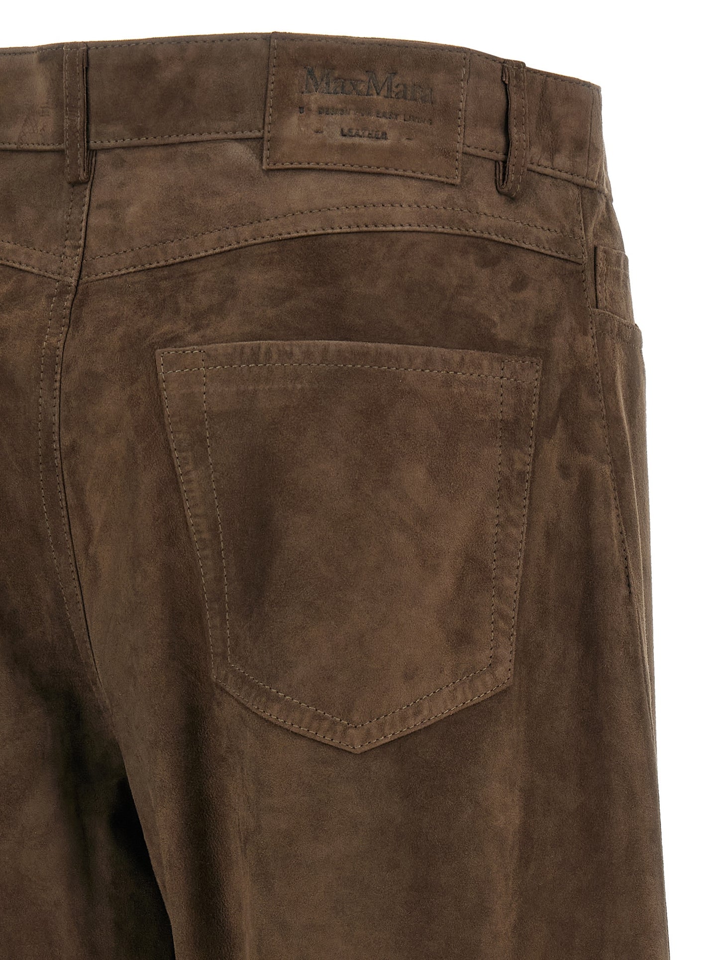 'S Max Mara Brown Lamb Leather Casual Pants