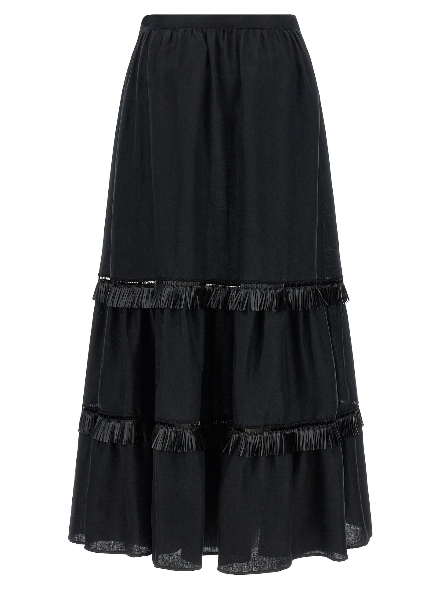 Kiton Black Linen Mini Skirt