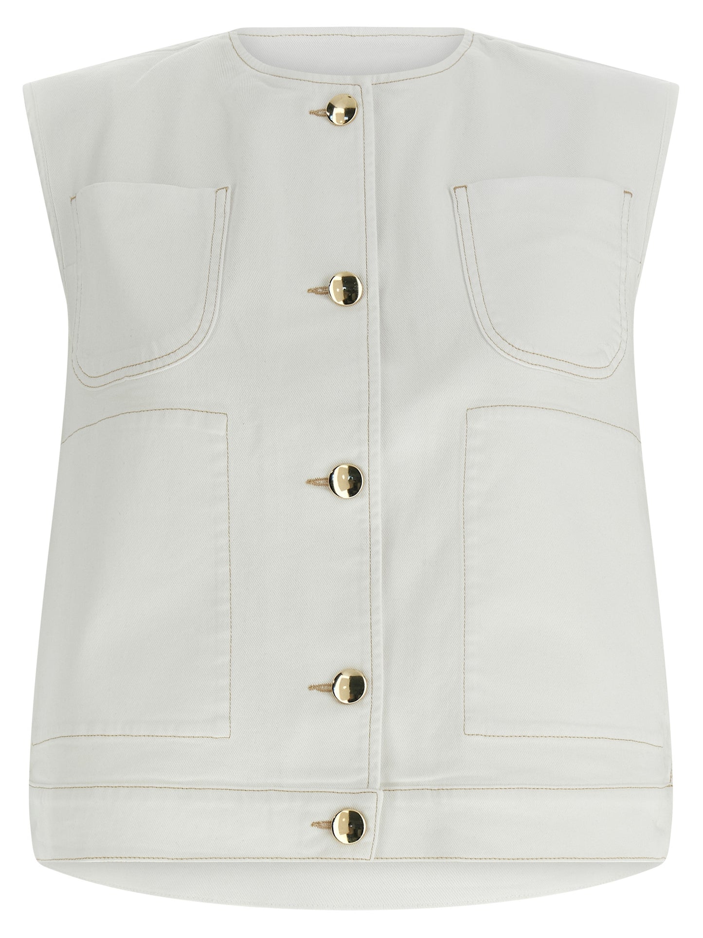 Fabiana Filippi White Cotton Sleeveless Jacket