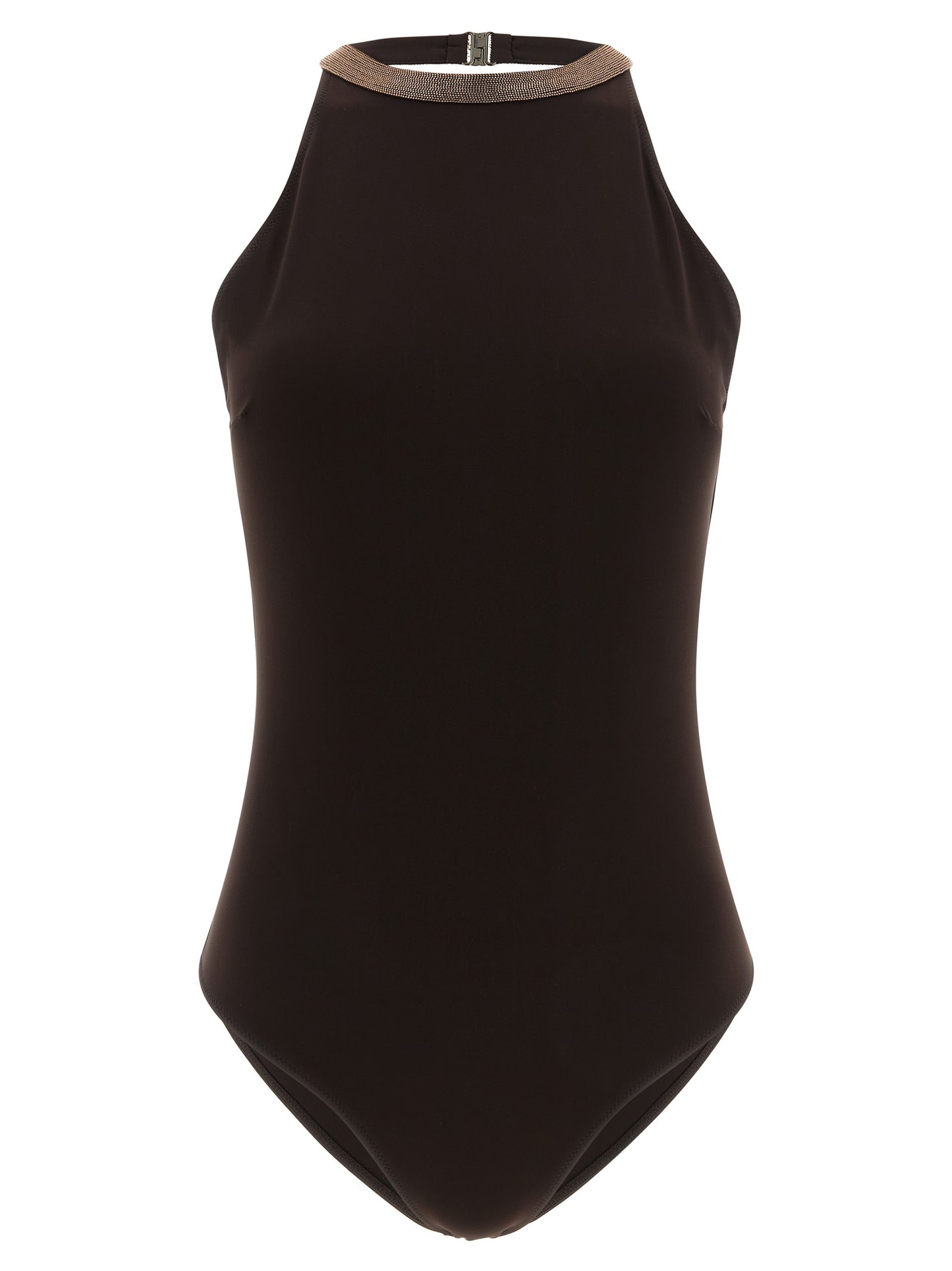Brunello Cucinelli Brown Polyamide One-Piece Swimsuit