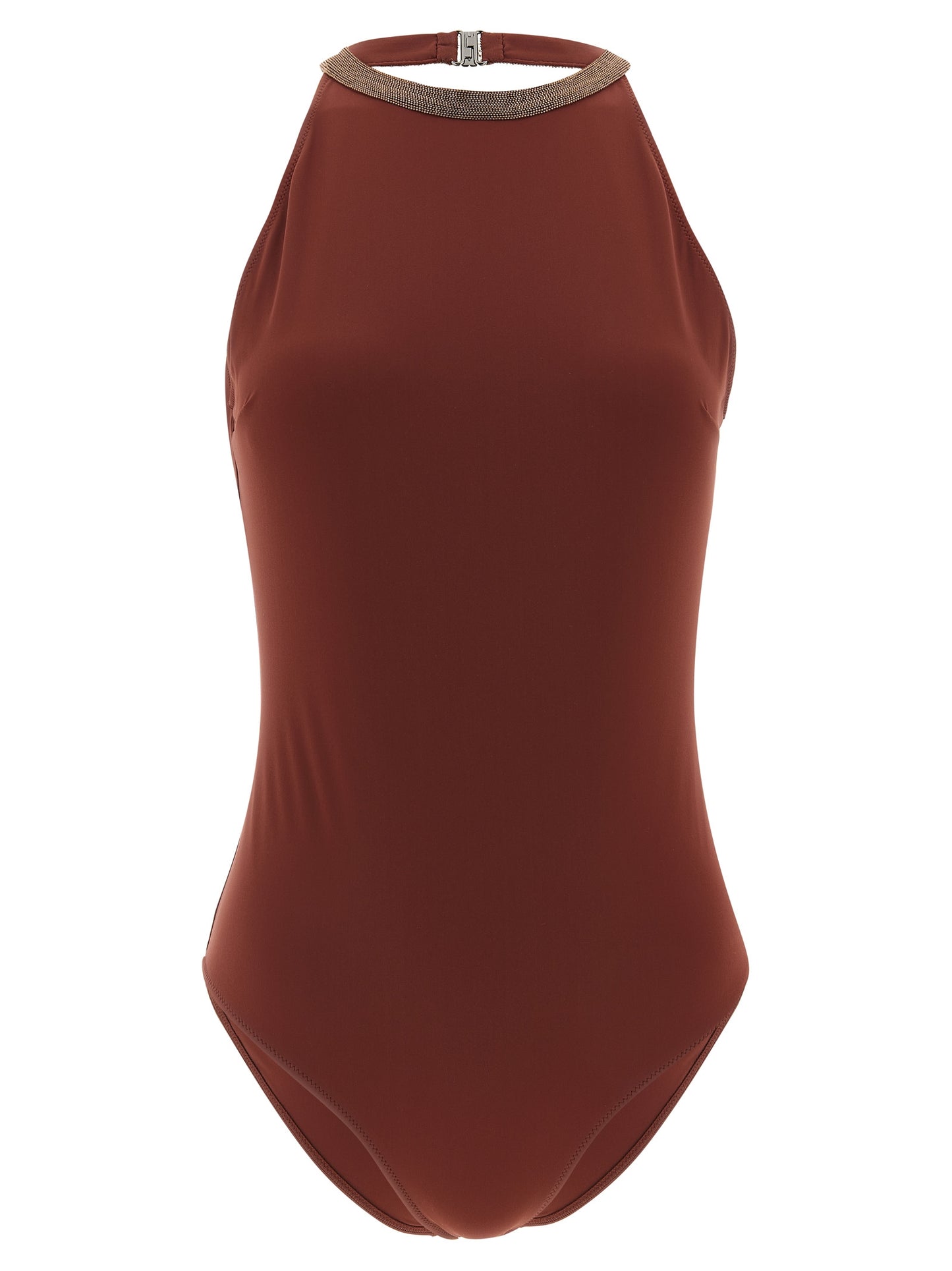 Brunello Cucinelli Bordeaux Polyamide One-Piece Swimsuit