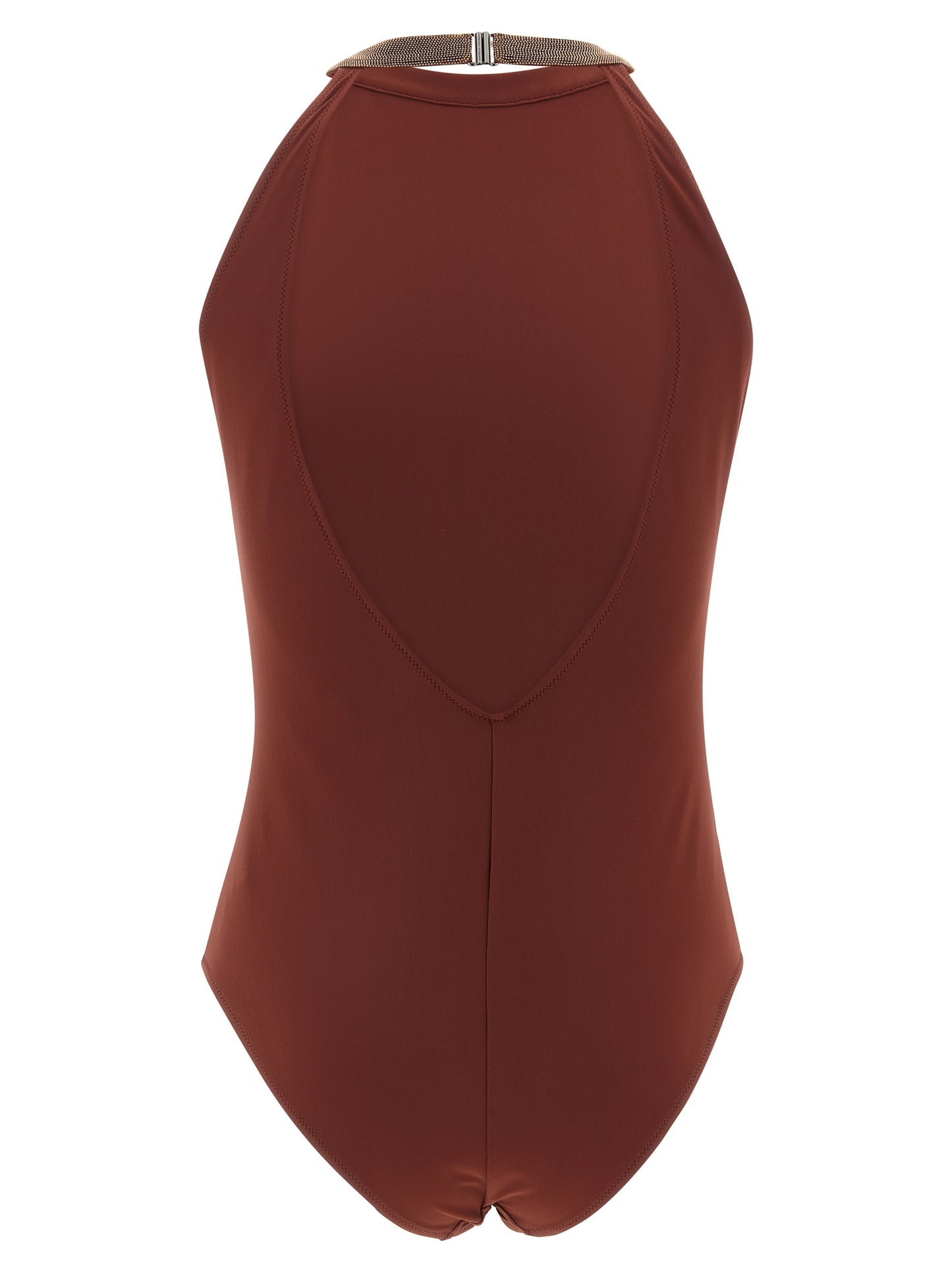 Brunello Cucinelli Bordeaux Polyamide One-Piece Swimsuit