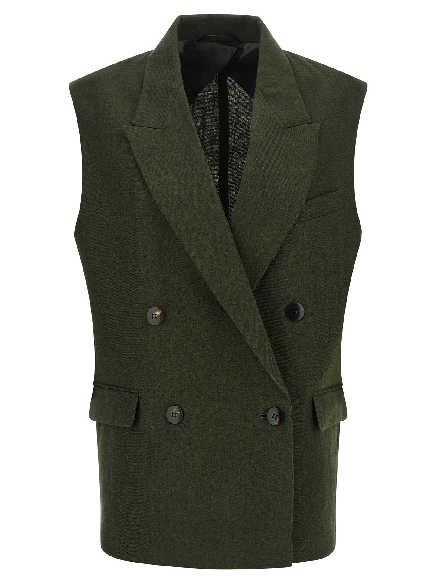 Max Mara Bicolor Linen Sleeveless Jacket
