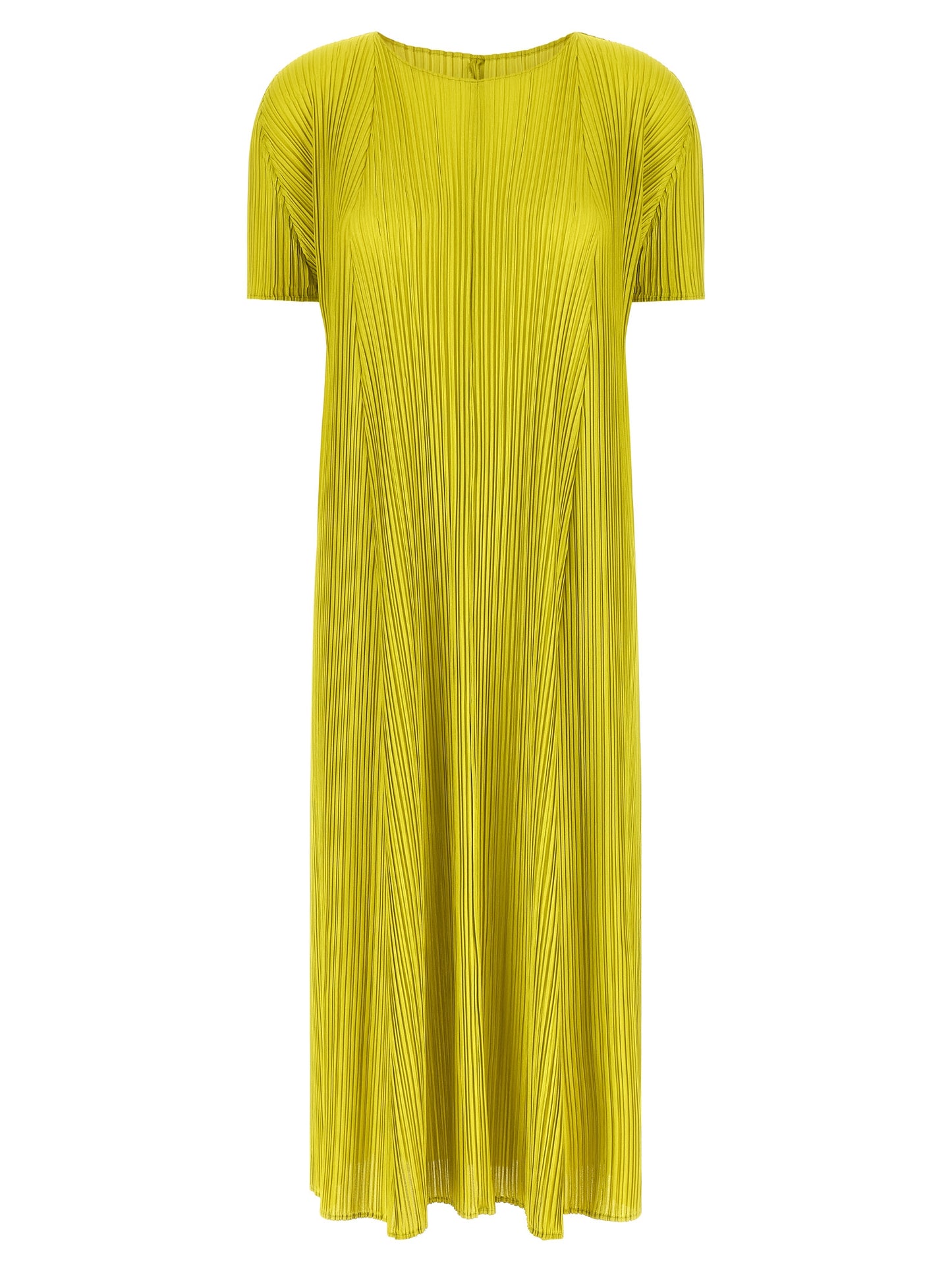 PLEATS PLEASE ISSEY MIYAKE Bicolor Polyester Midi Dress