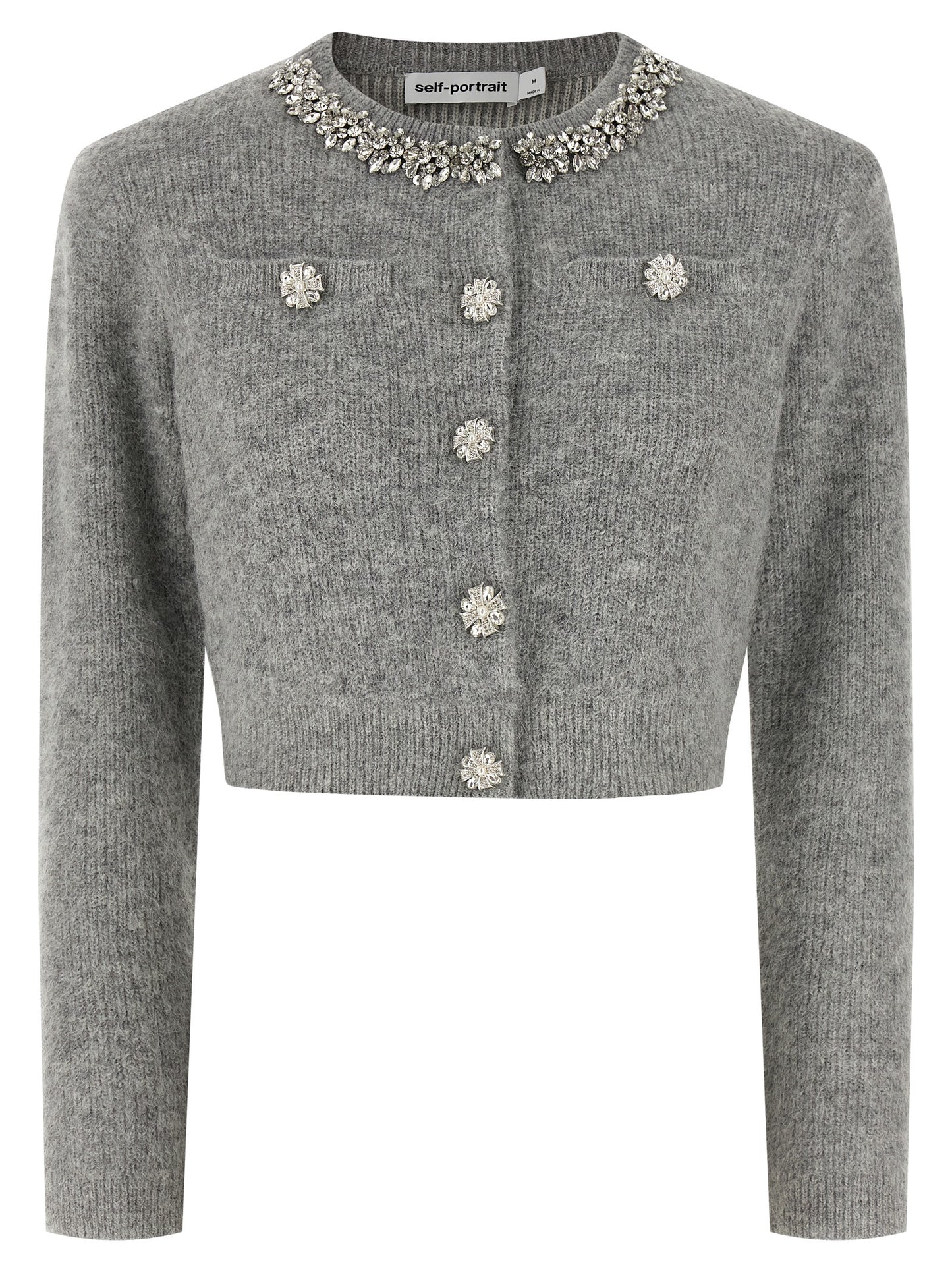 Self-Portrait Gray Polyester Cardigan