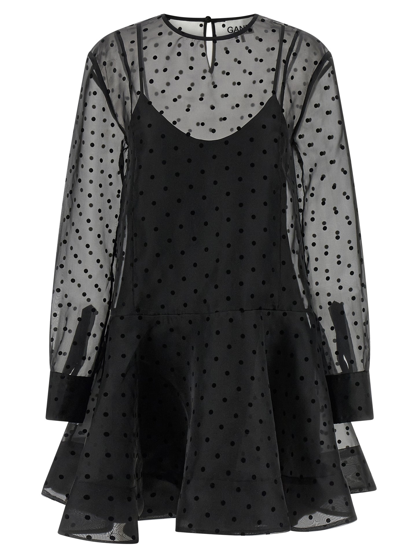 Ganni Black Recycled Polyester Short Dress
