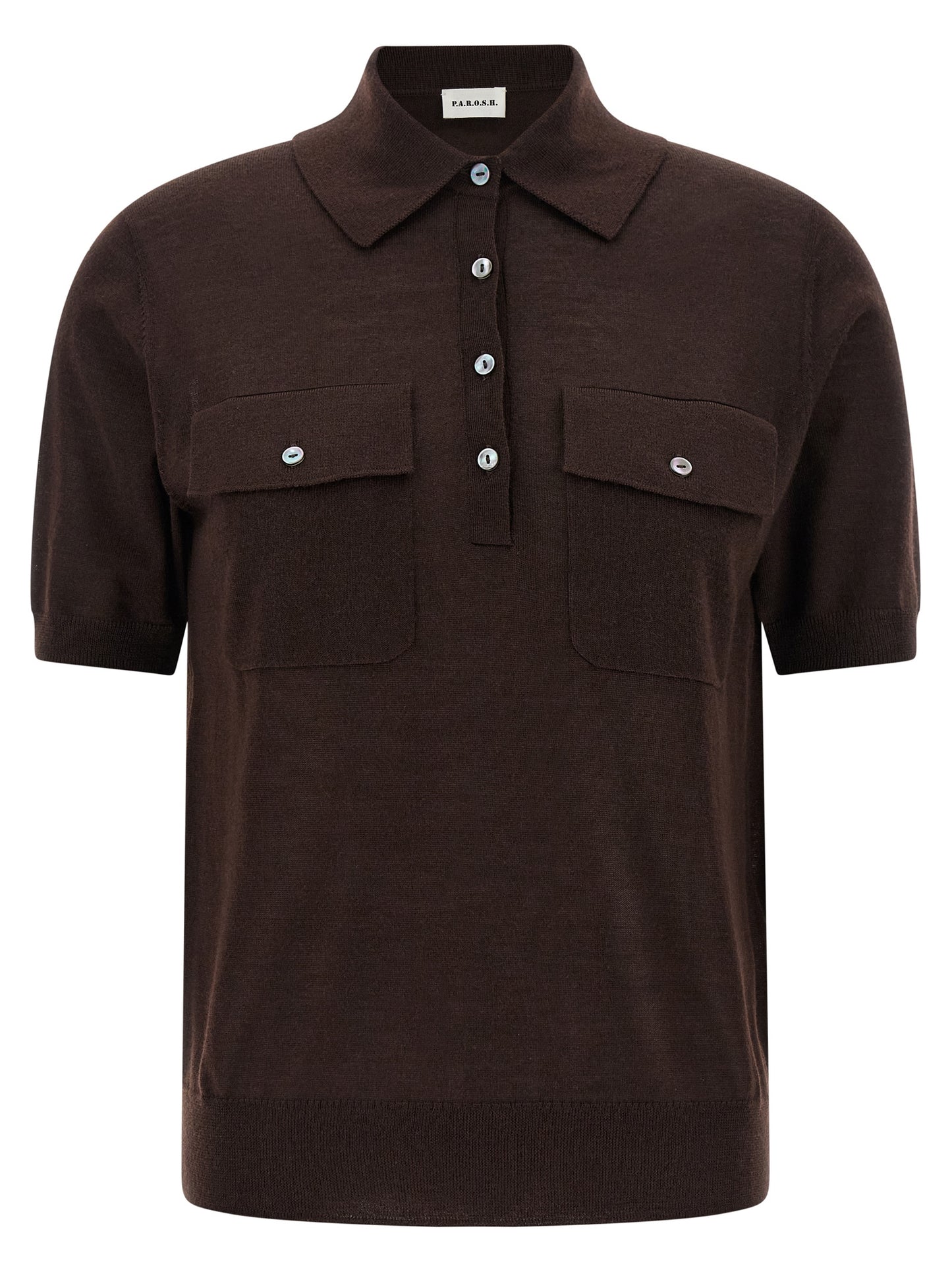 P.A.R.O.S.H. Brown Wool Polo Shirt