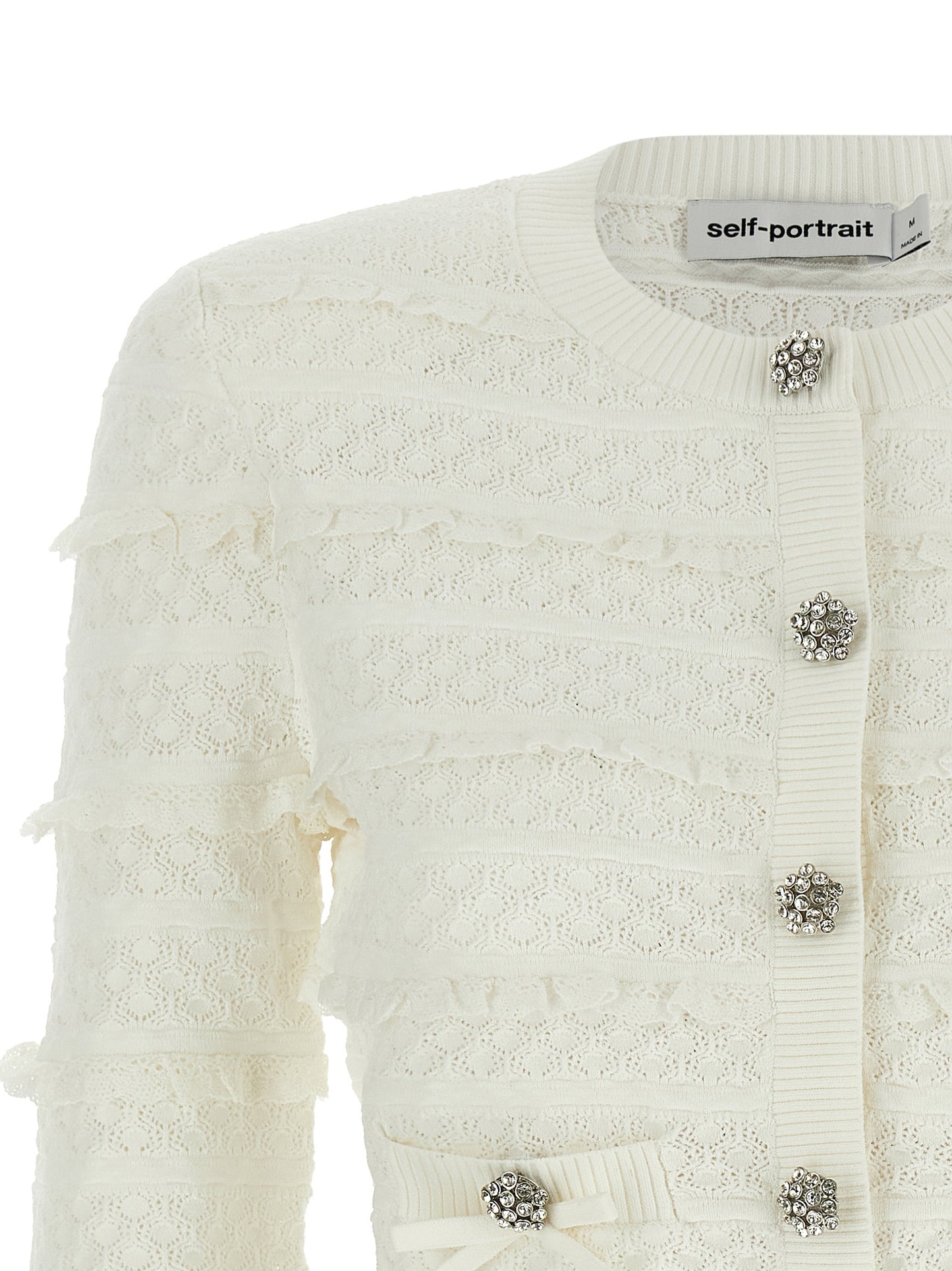 Self-Portrait White Viscose Cardigan