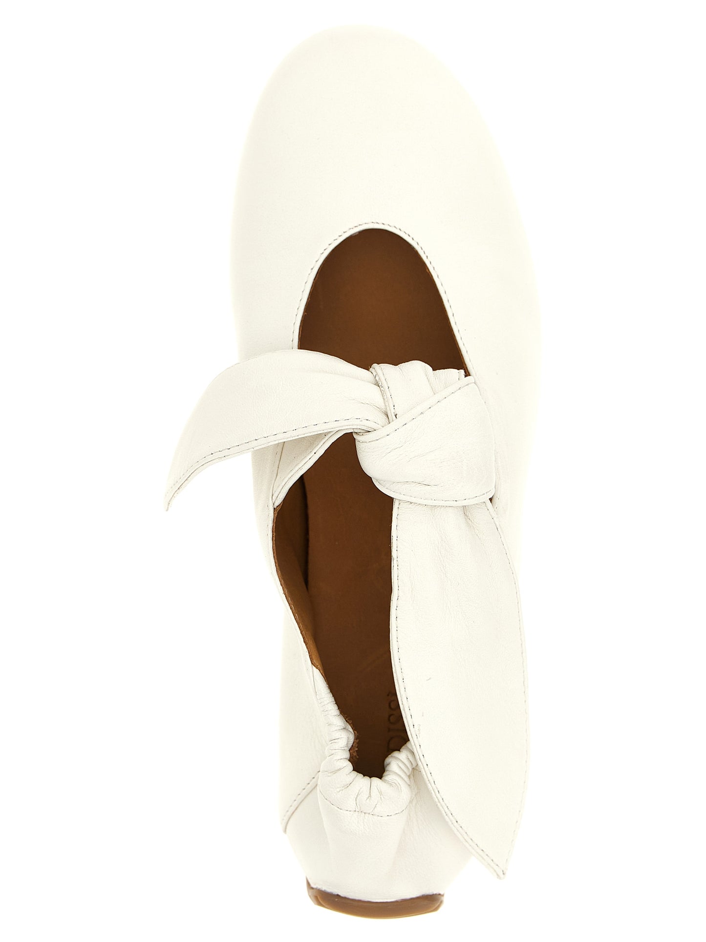 ODISSI White Lamb Leather Ballet Flats