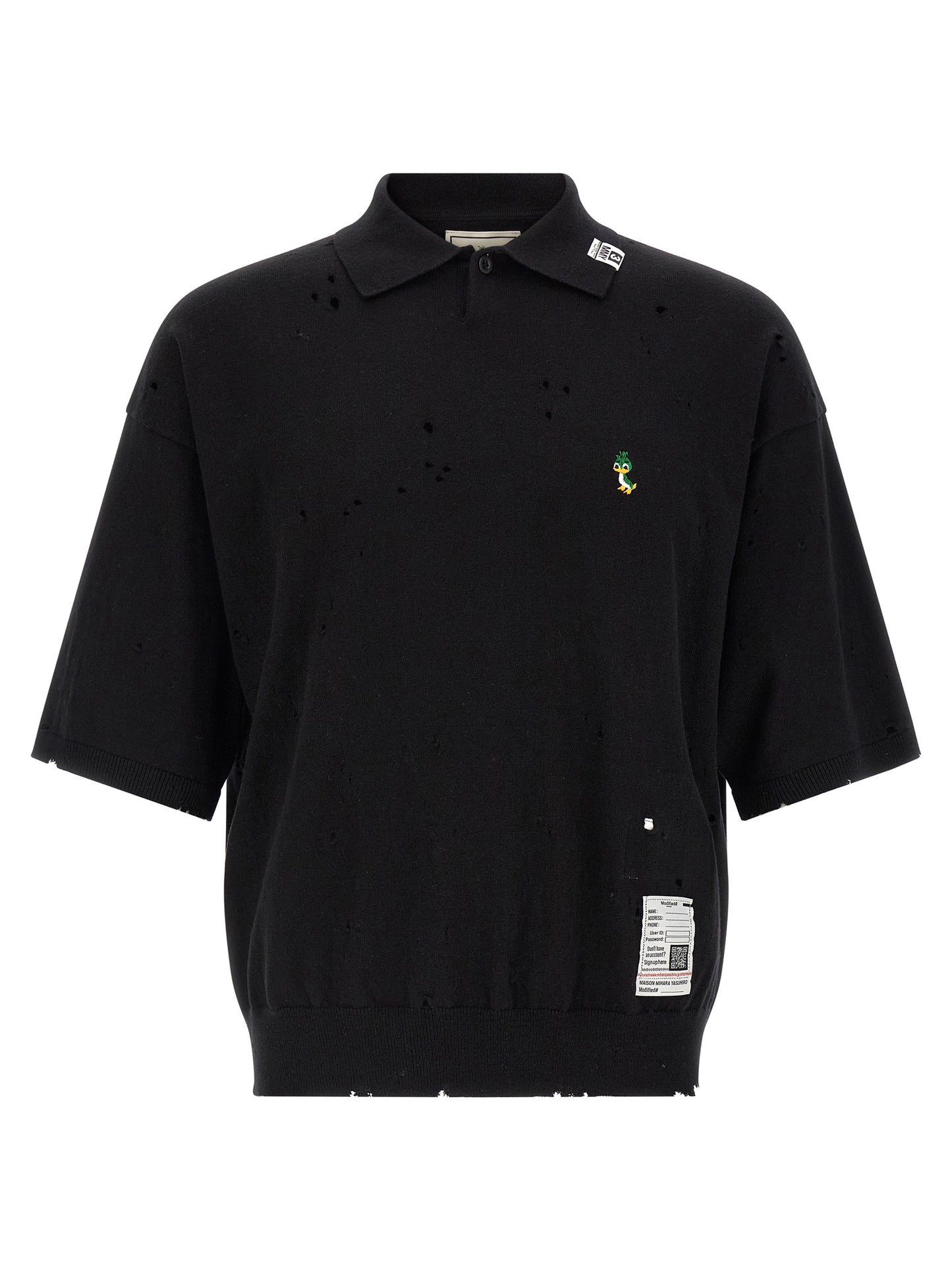 Maison Mihara Yasuhiro Black Cotton Polo Shirt