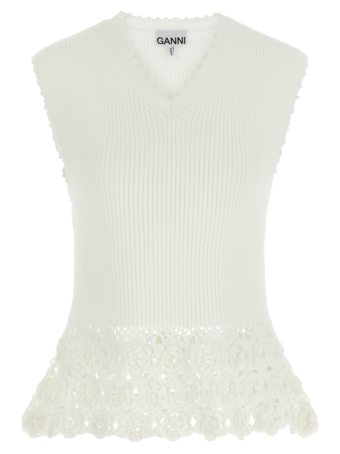 Ganni White Organic Cotton Sleeveless Jacket