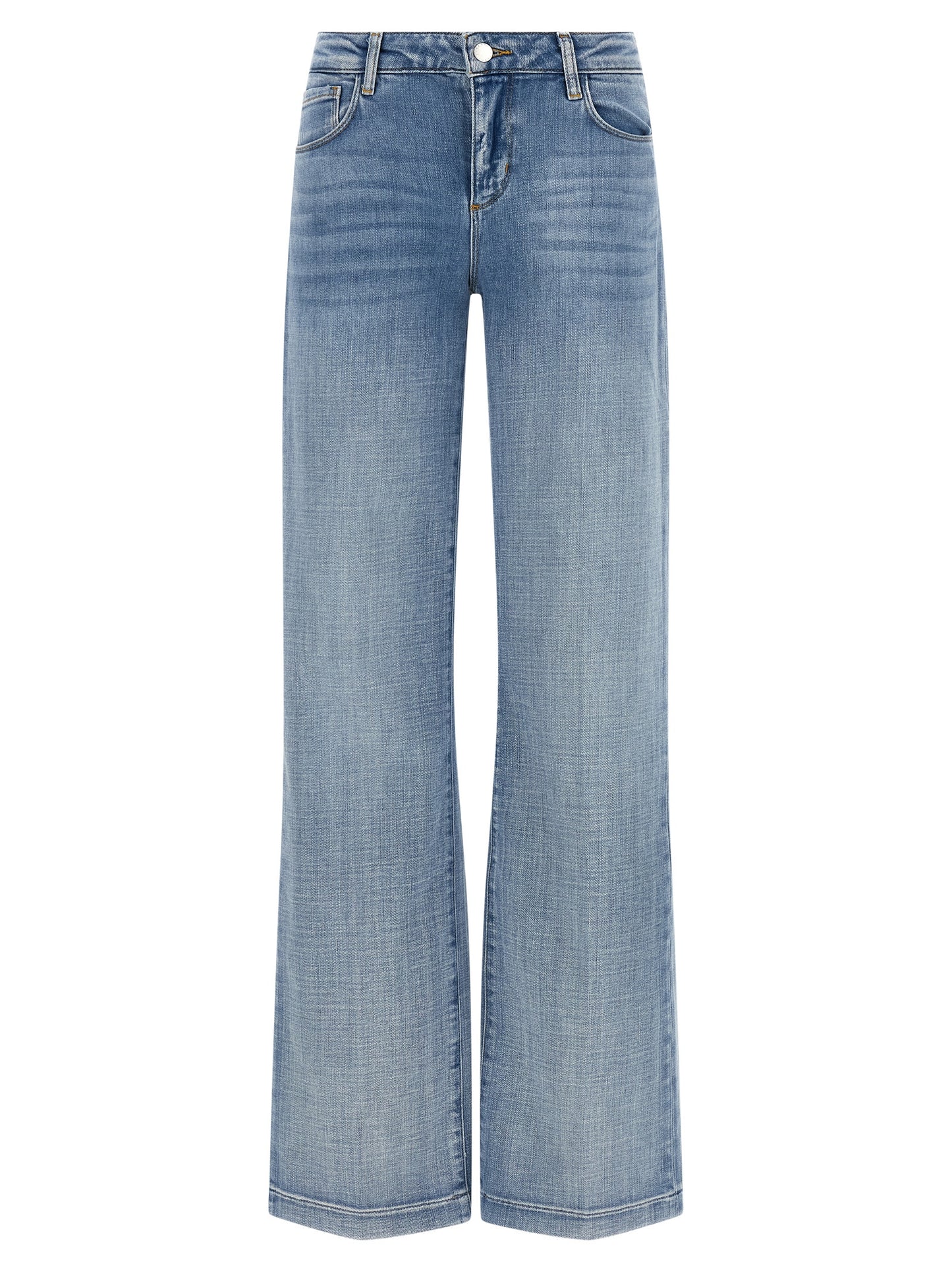 L'Agence Blue Cotton Straight-Leg Jeans