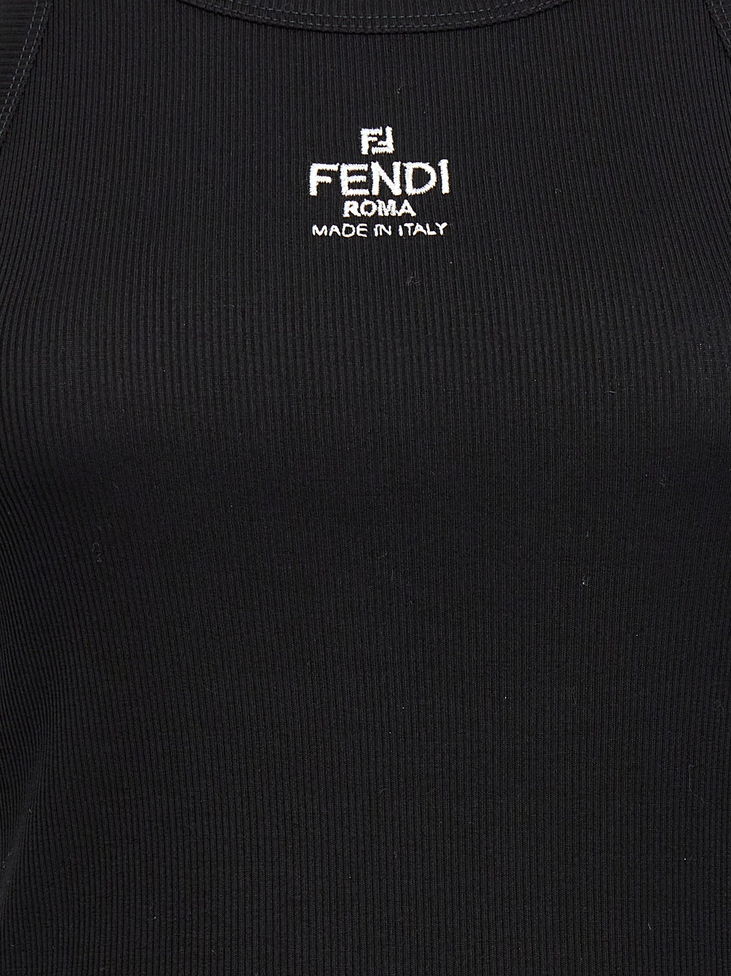 Fendi Black Cotton Sleeveles T-Shirt