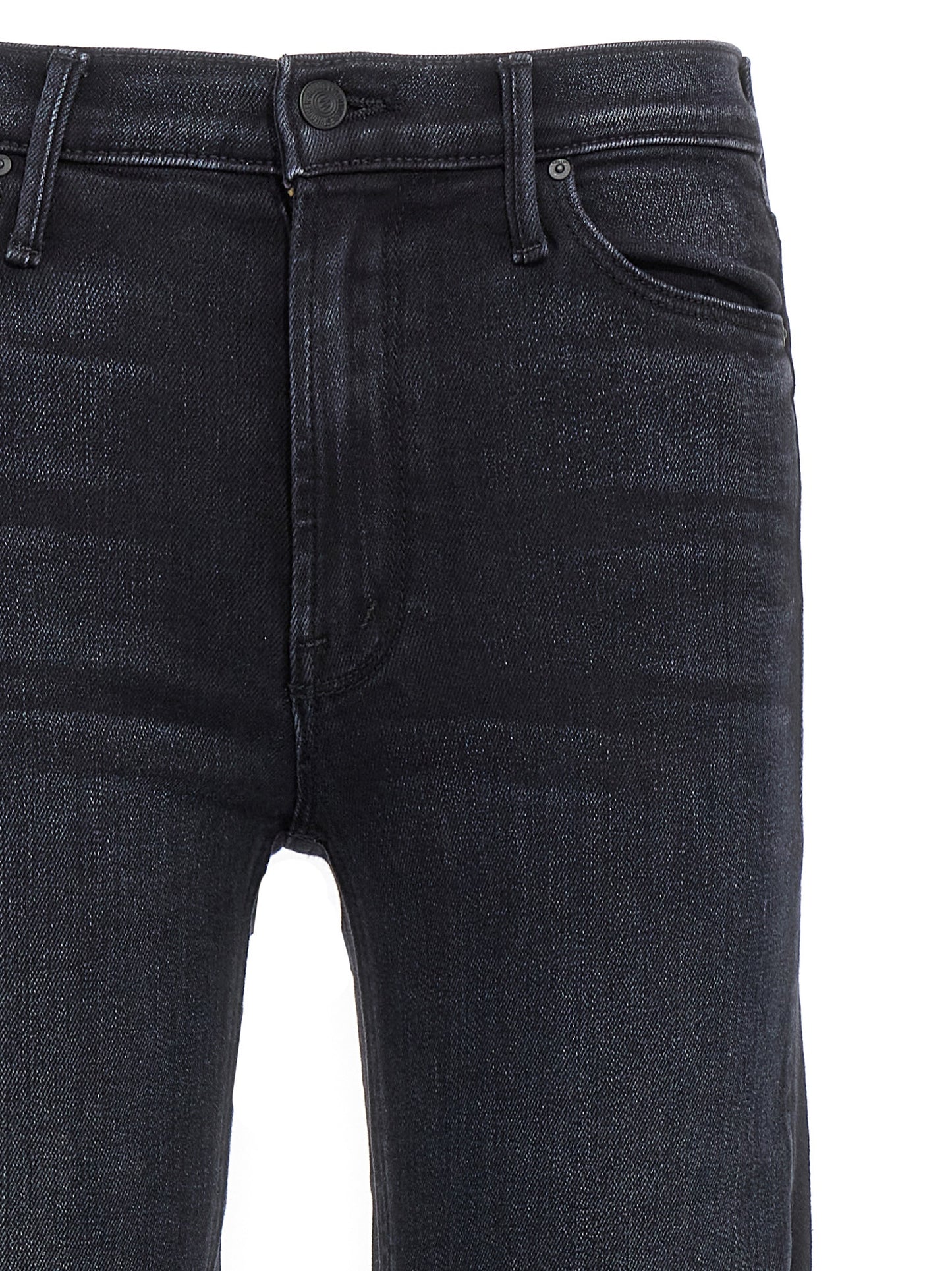 Mother Denim Black Cotton Slim Fit Jeans