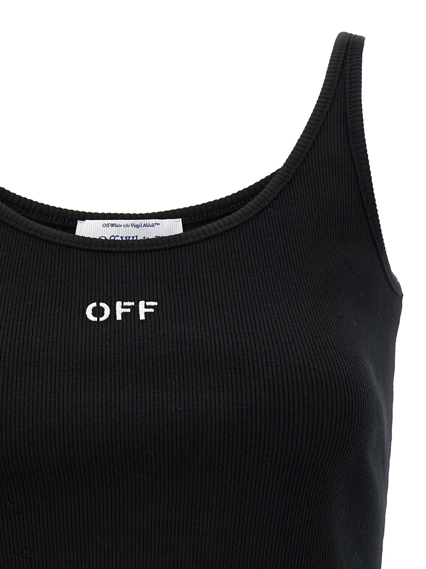 Off-White Black Cotton Sleeveles T-Shirt
