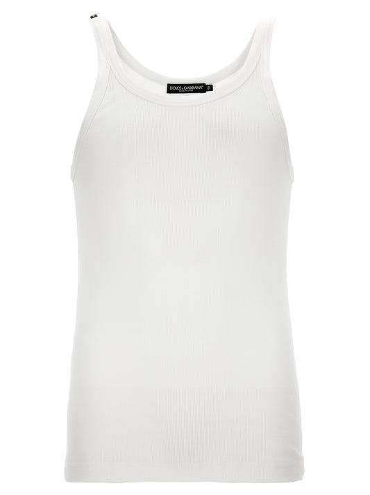 Dolce & Gabbana White Cotton Tank Tops